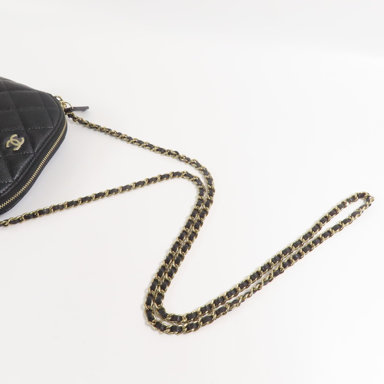 CHANEL 牛皮皮革Shoulder Bag金扣鏈帶肩背袋