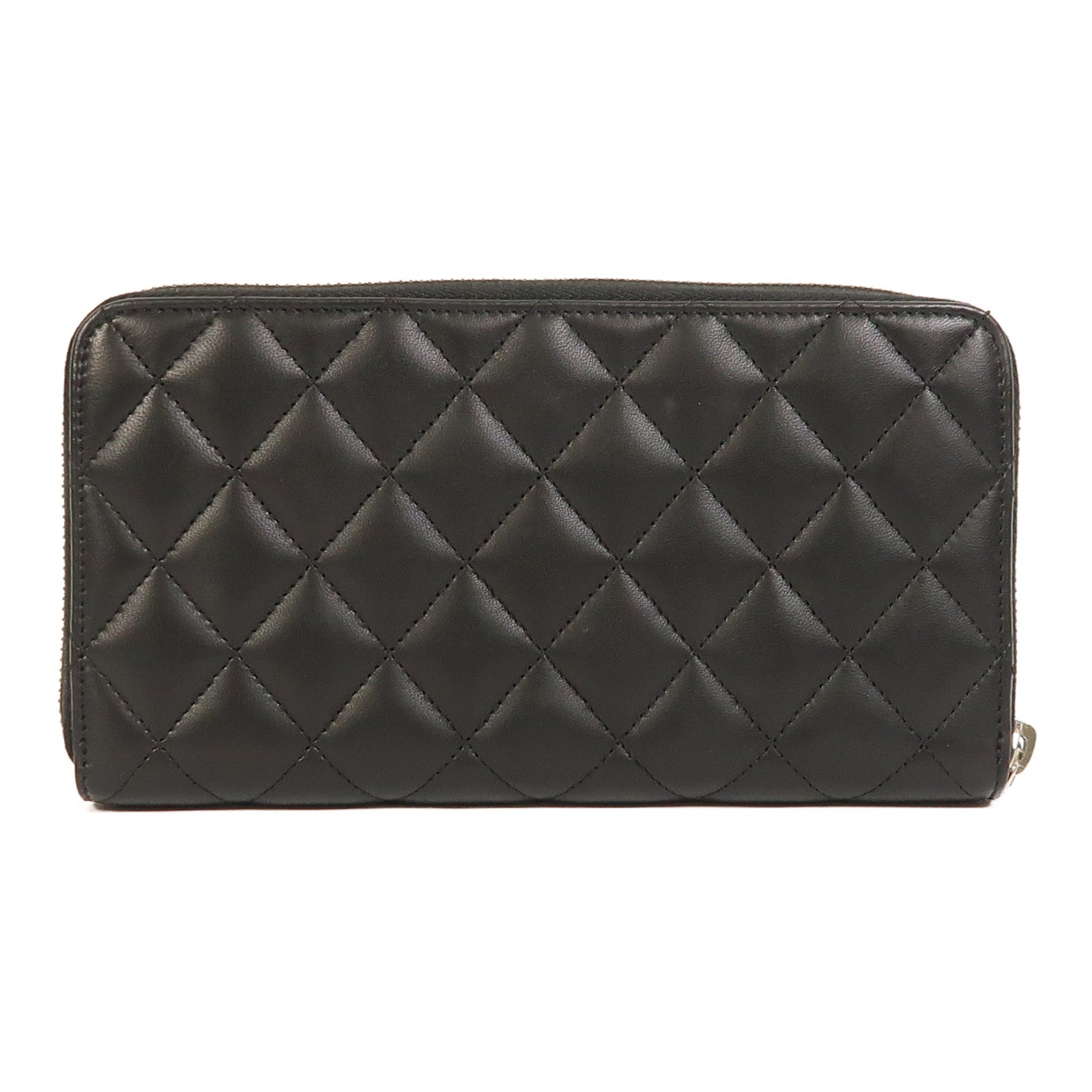 CHANEL 牛皮皮革Zipper Long Wallet銀扣長錢包