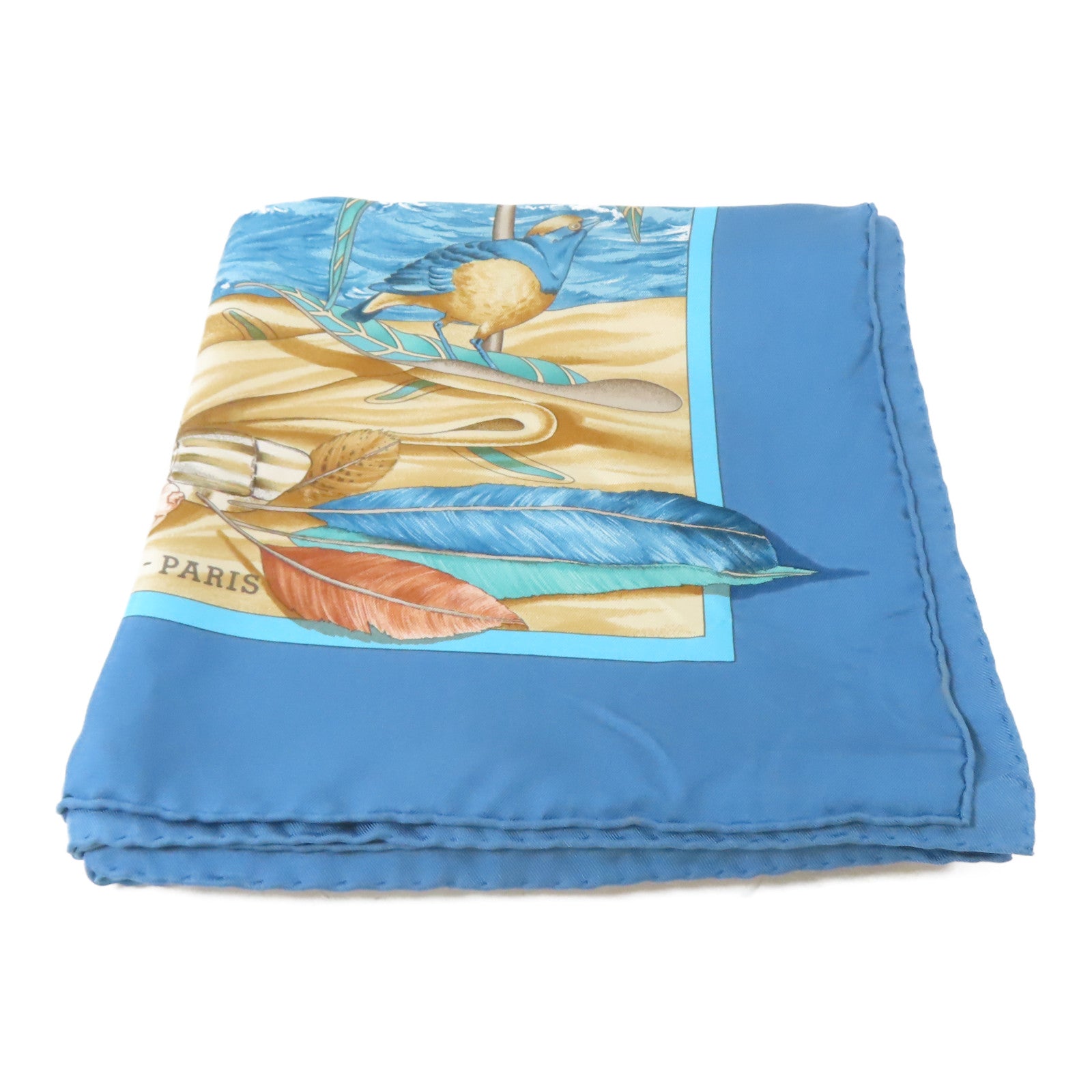 HERMES 絲質Scarf絲巾藍色/啡色/米色
