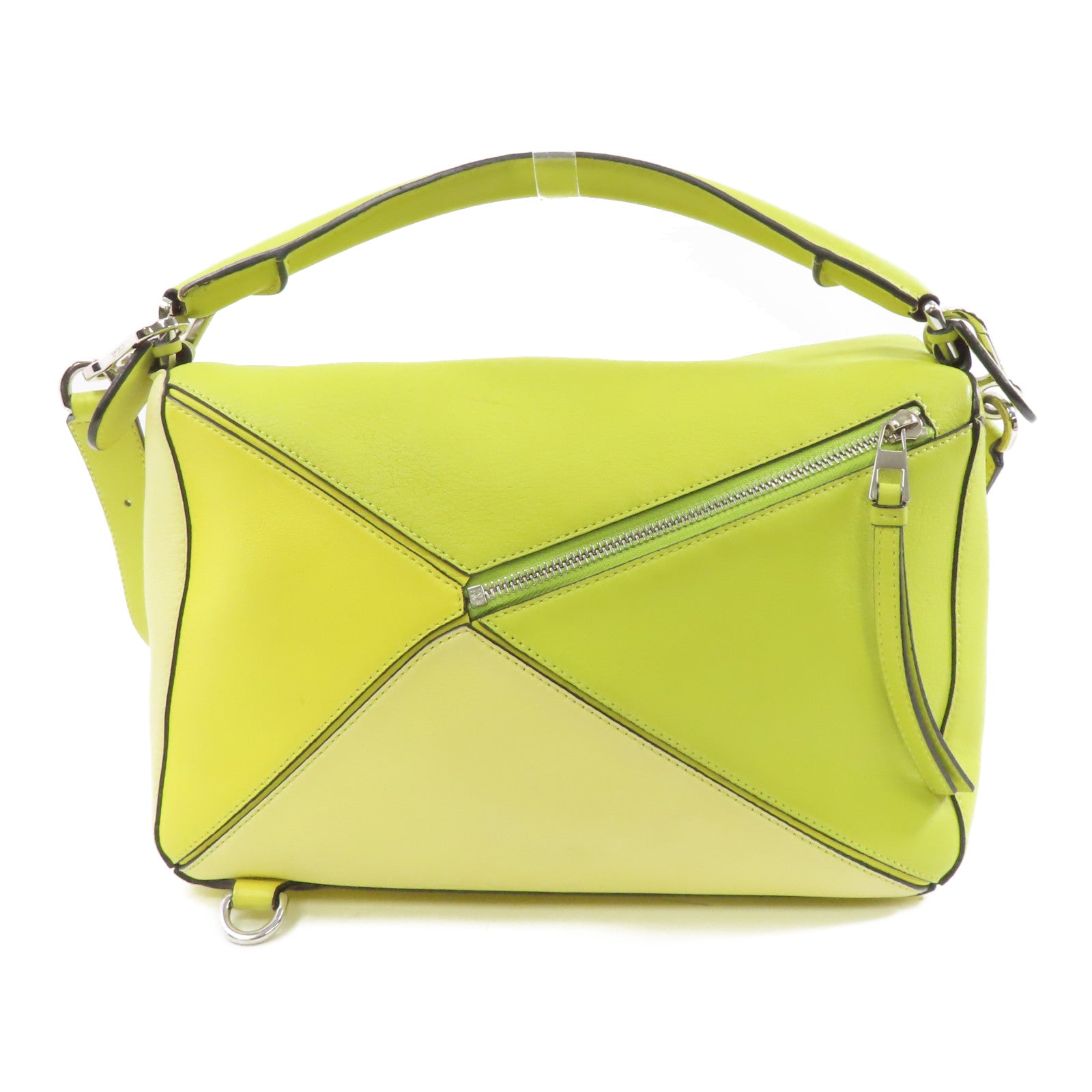 LOEWE 牛皮皮革Puzzle銀扣手挽肩背兩用袋黃色