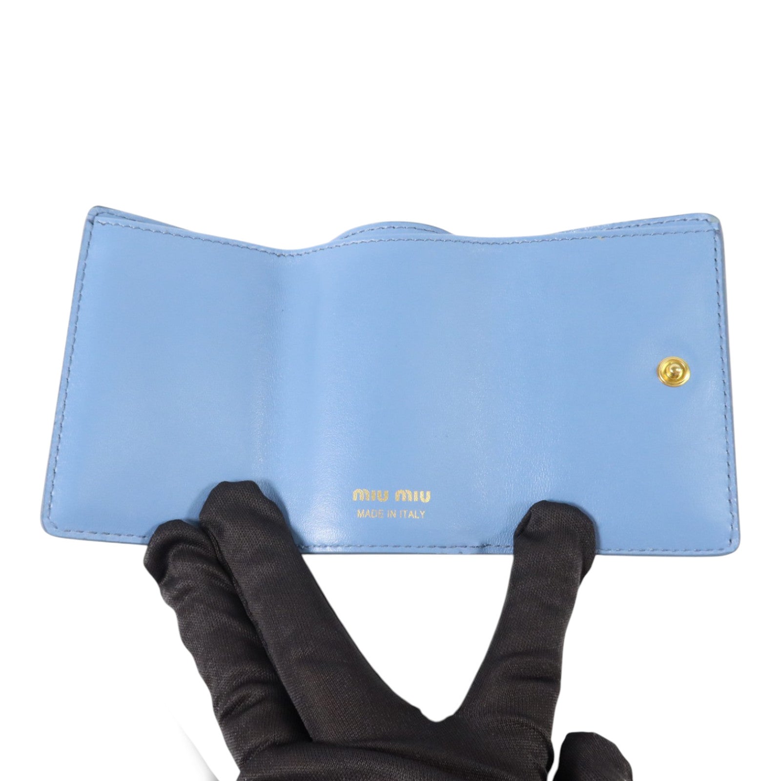 Miu Miu 牛皮皮革Mini Wallet金扣錢包