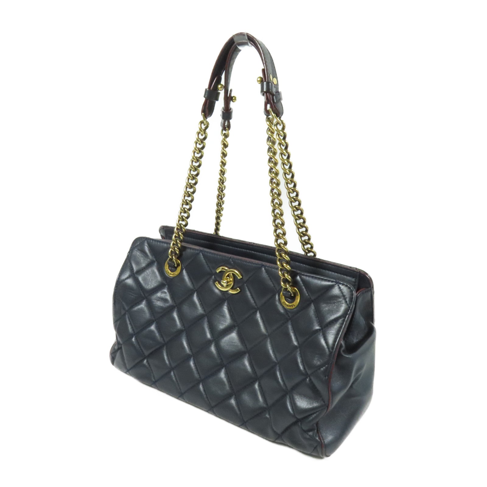 CHANEL 牛皮皮革Chain Shoulder金扣肩背袋