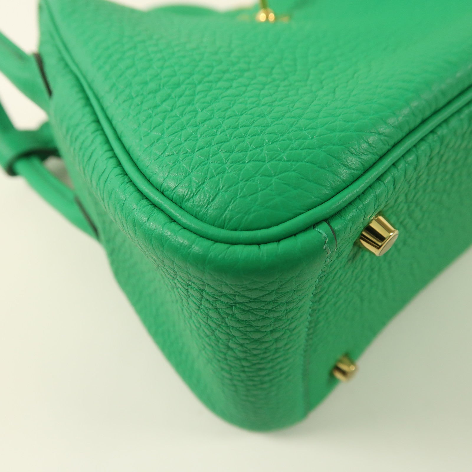HERMES Clemence皮革Mini Lindy金扣手挽肩背兩用袋Menthe