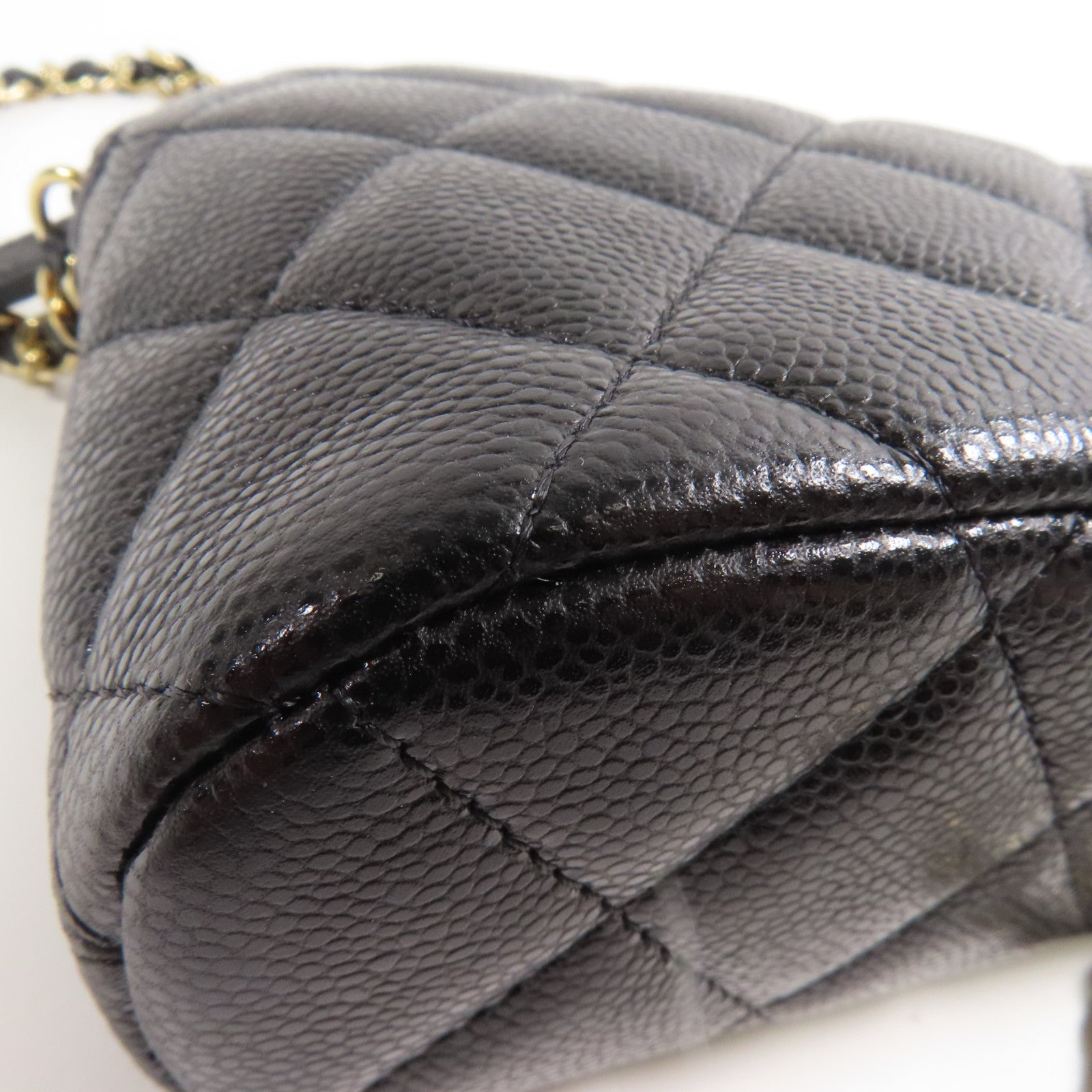 CHANEL 牛皮皮革Shoulder Bag金扣鏈帶肩背袋