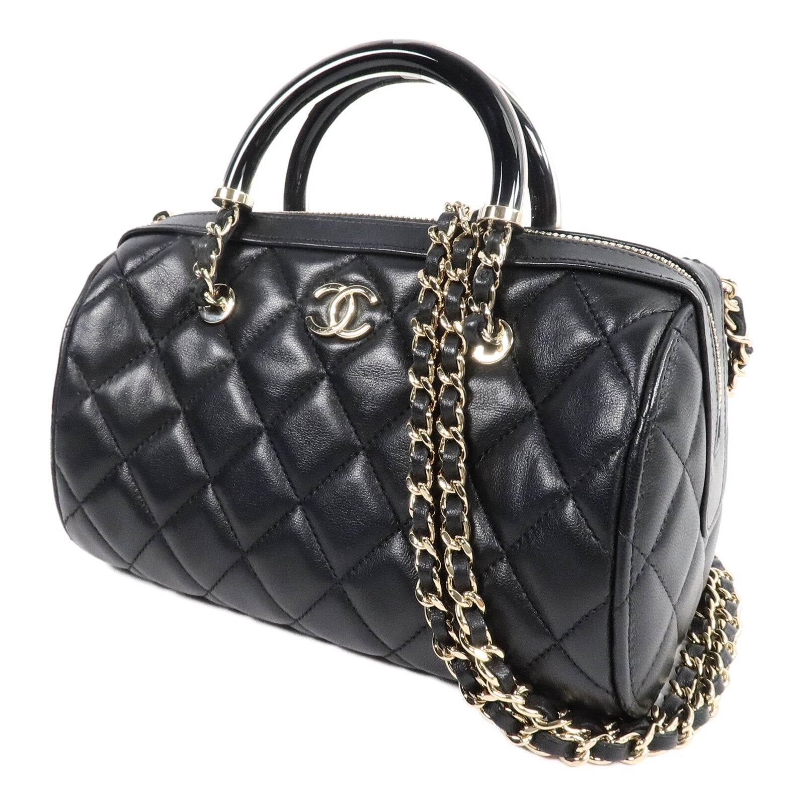 CHANEL 羊皮皮革Mini Boston Bag肩背袋