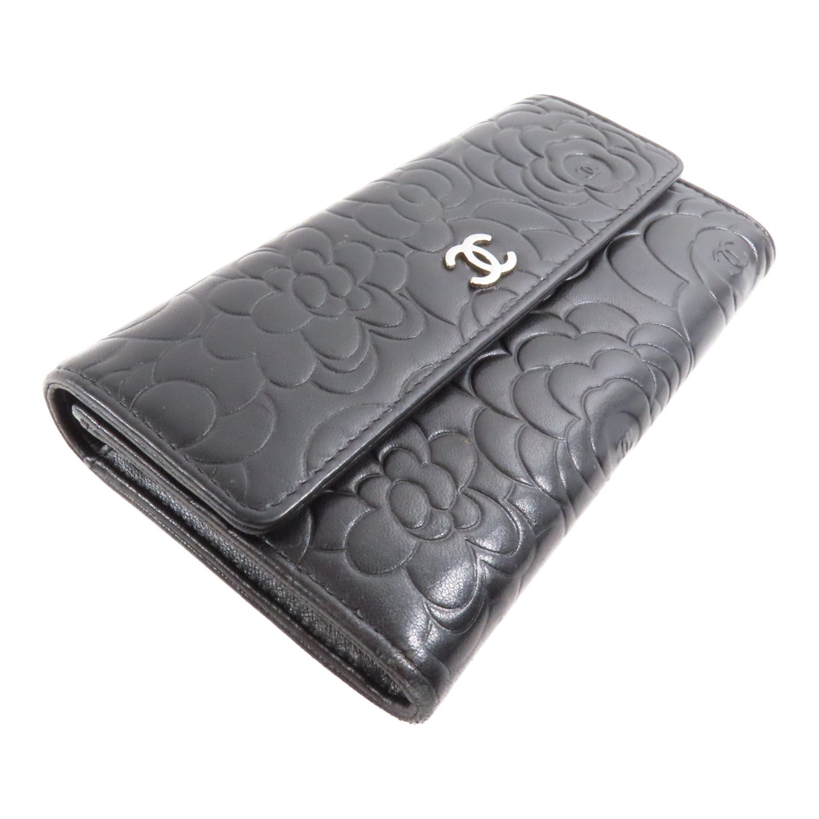CHANEL 羊皮皮革銀扣Long Wallet長錢包