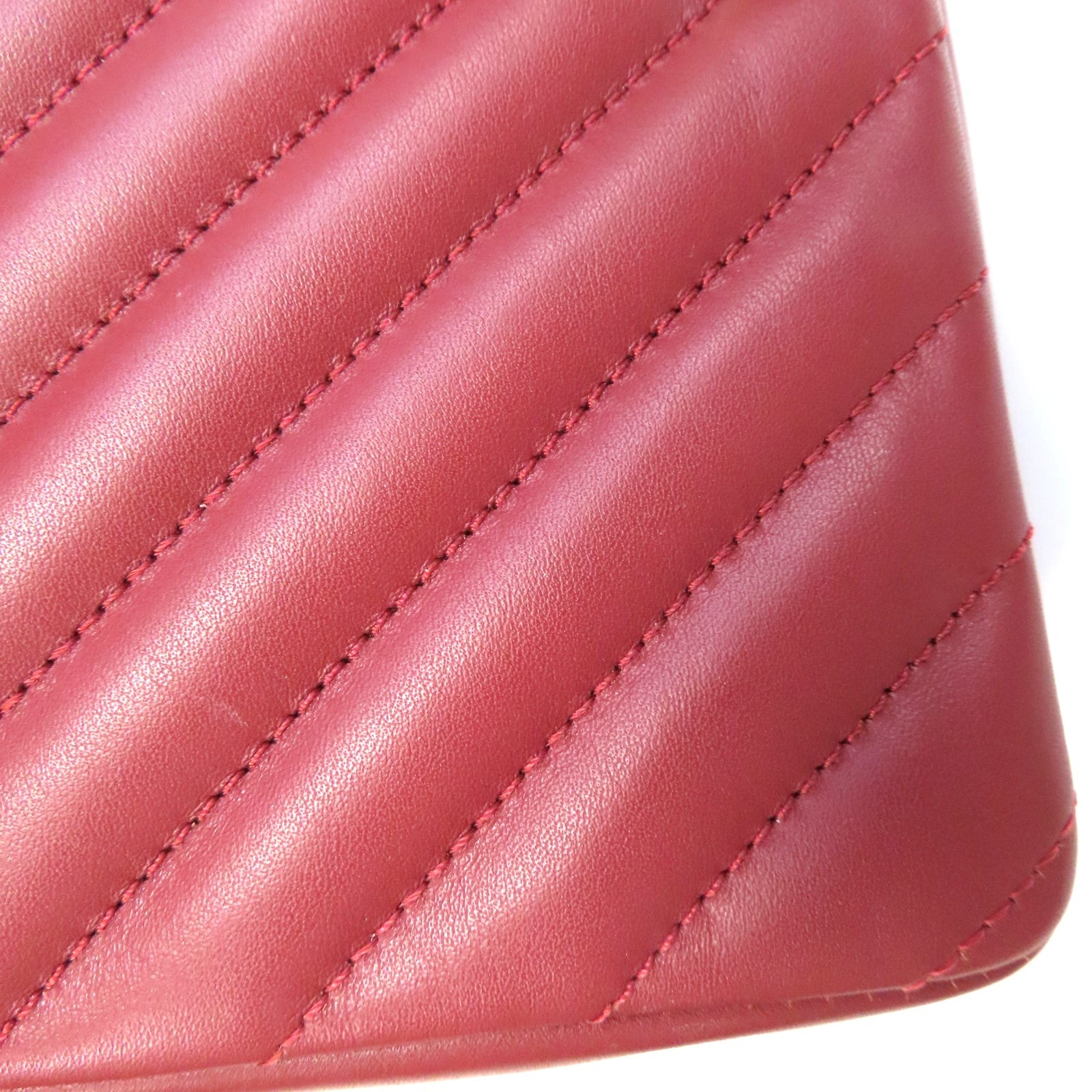 CHANEL 【激減優惠】斜紋牛皮皮革Chain Shoulder Bag金扣鏈帶肩背袋紅色