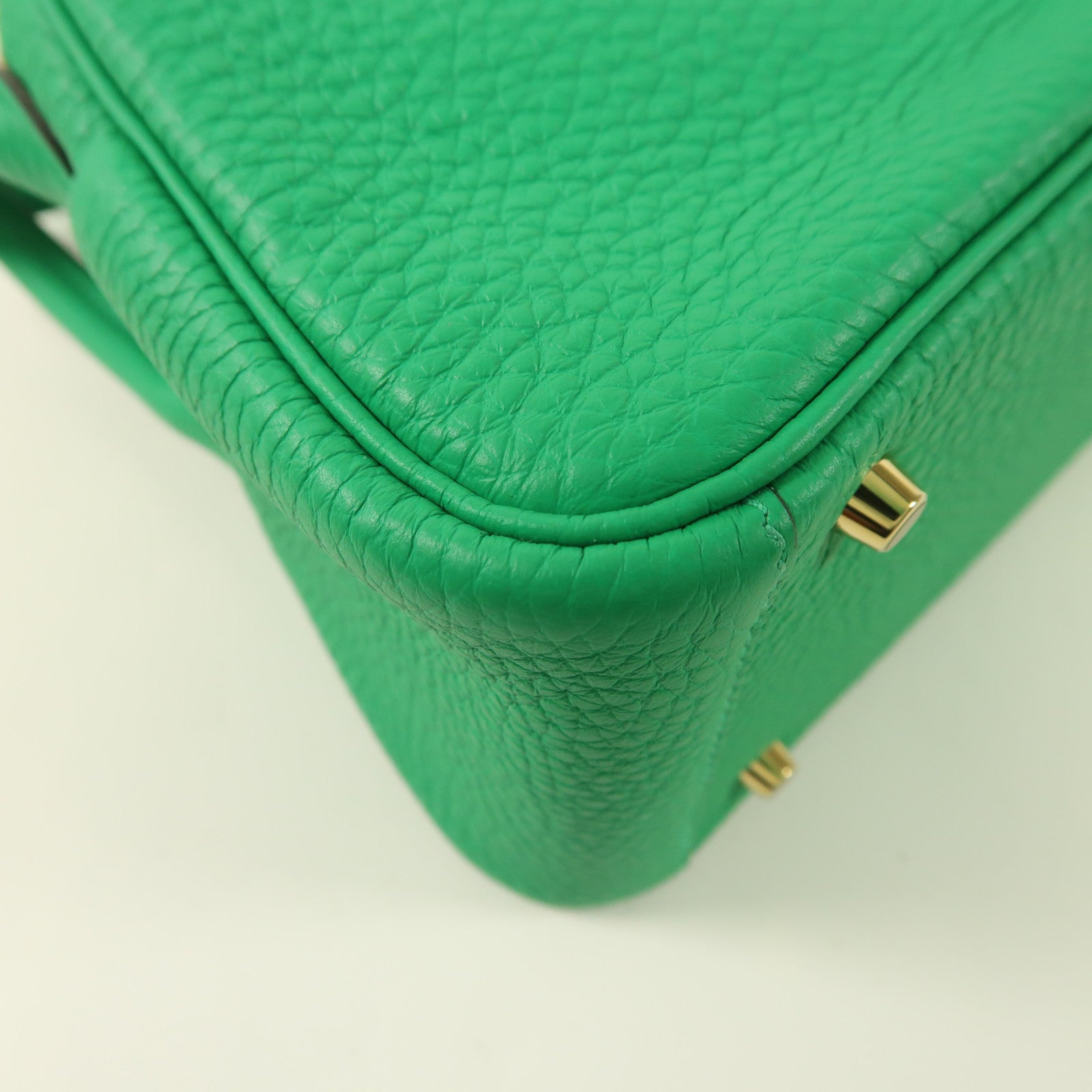HERMES Clemence皮革Mini Lindy金扣手挽肩背兩用袋Menthe