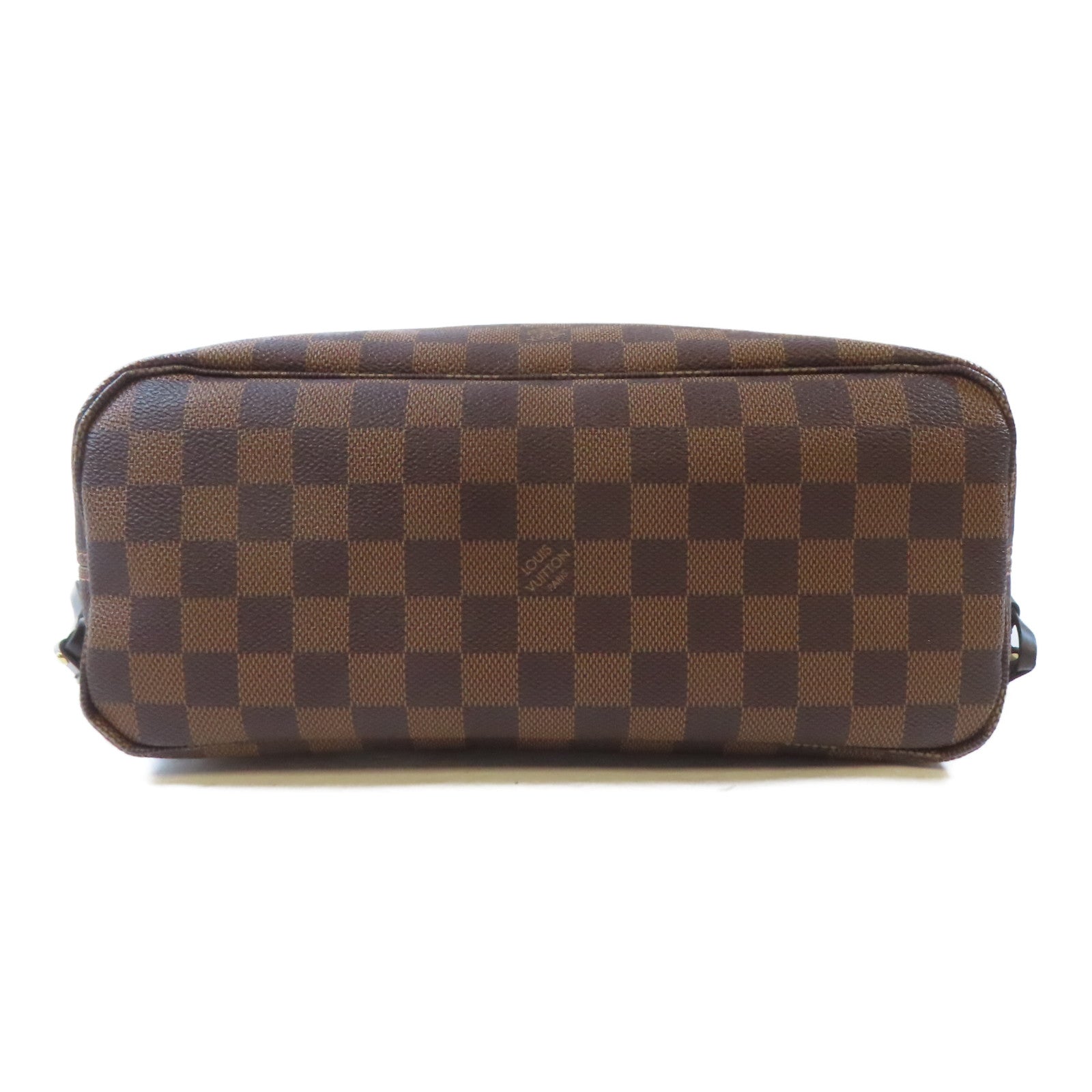LOUIS VUITTON Damier NeverFull PM金扣肩背袋棕色