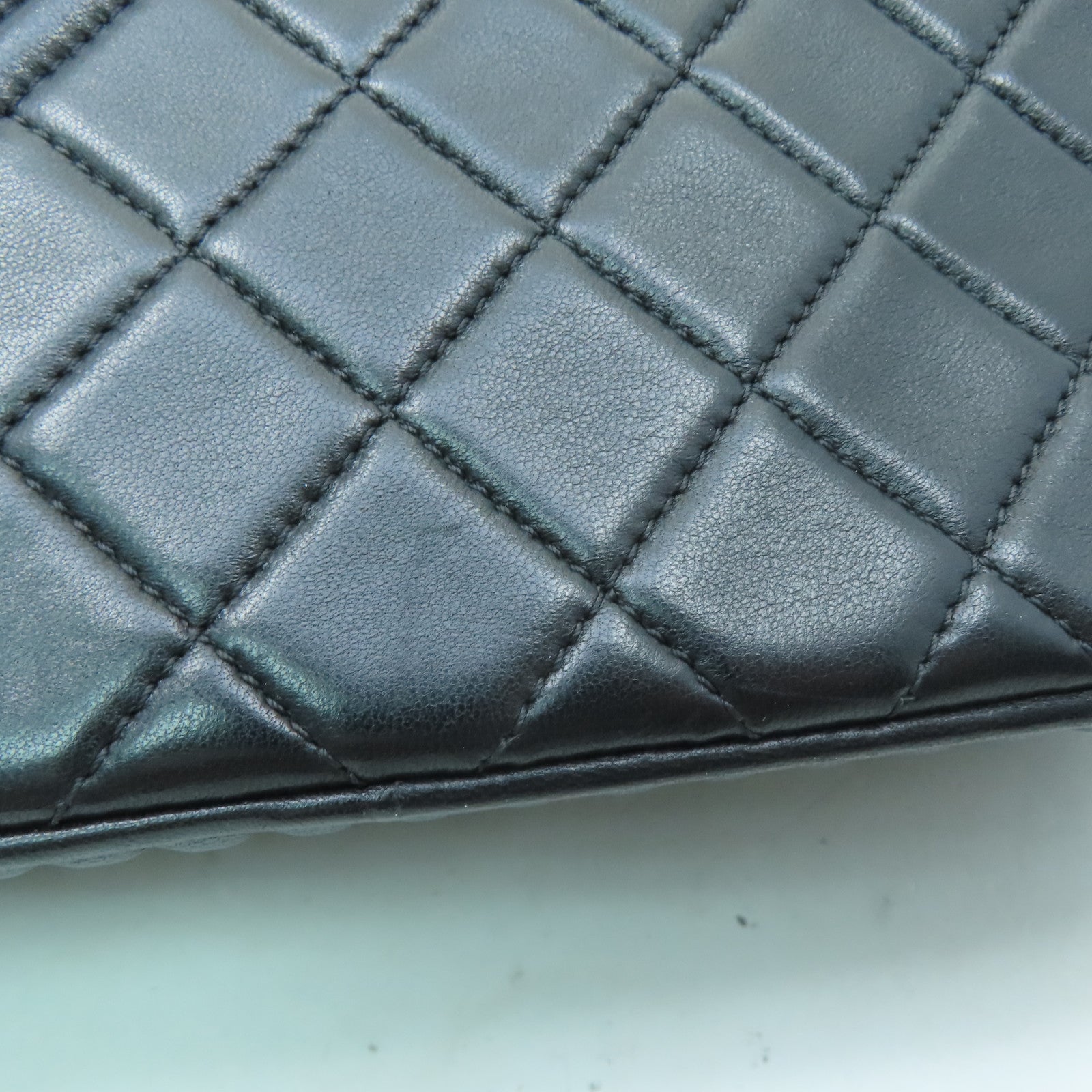 CHANEL **【激減優惠】菱格羊皮皮革Chain Shoulder銀扣鏈帶肩背袋黑色