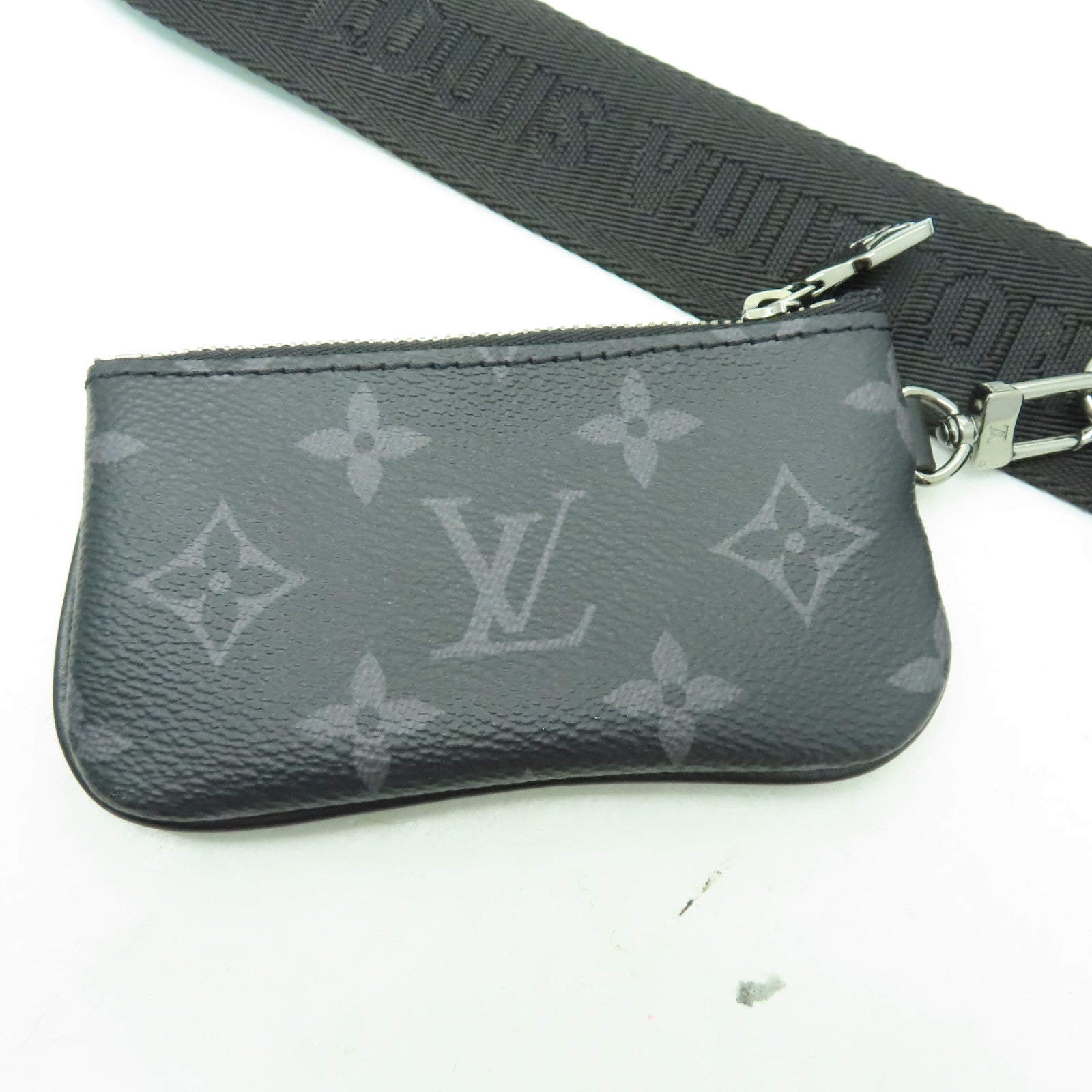 LOUIS VUITTON Monogram Eclipse Trio銀扣肩背袋灰色/黑色