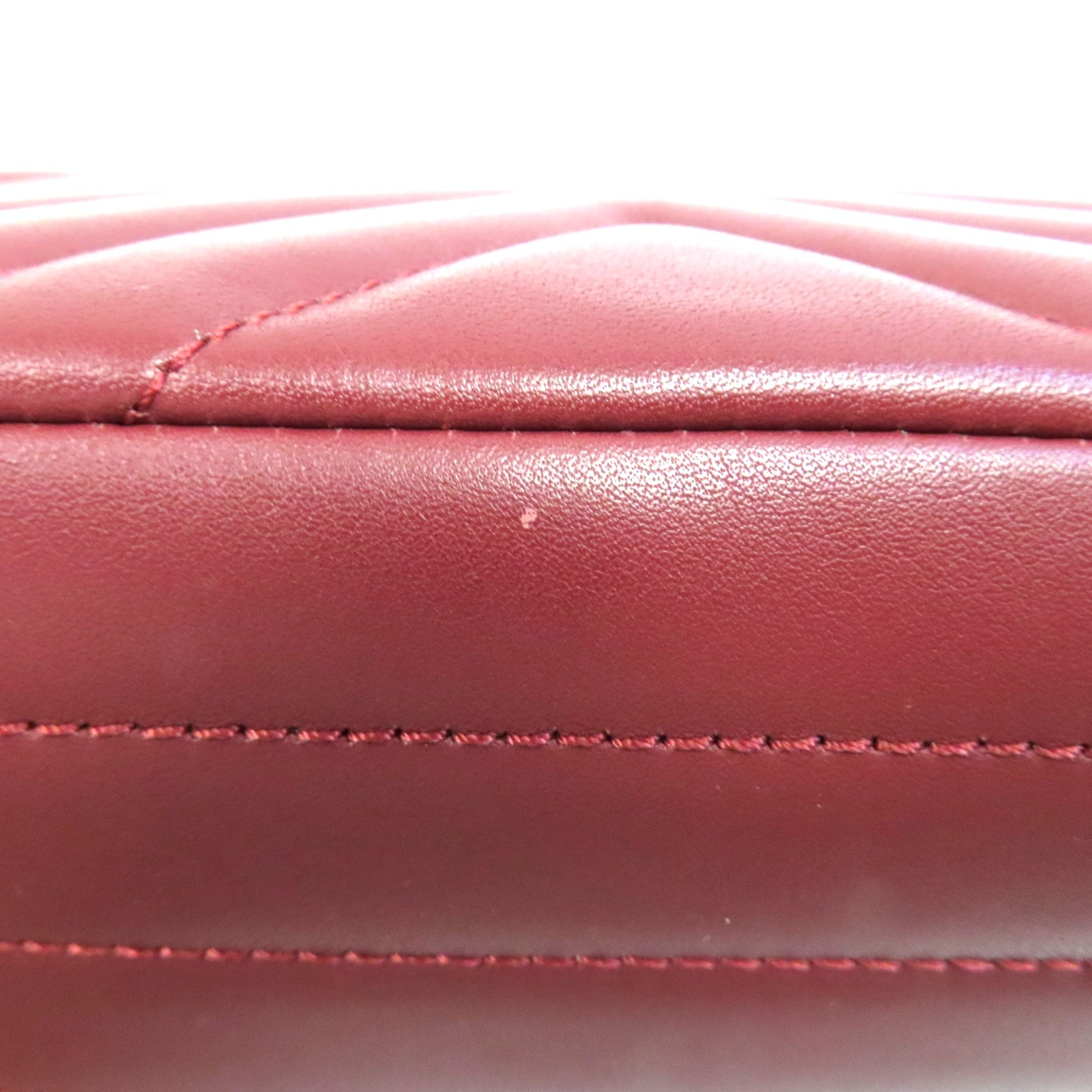 CHANEL 【激減優惠】斜紋牛皮皮革Chain Shoulder Bag金扣鏈帶肩背袋紅色