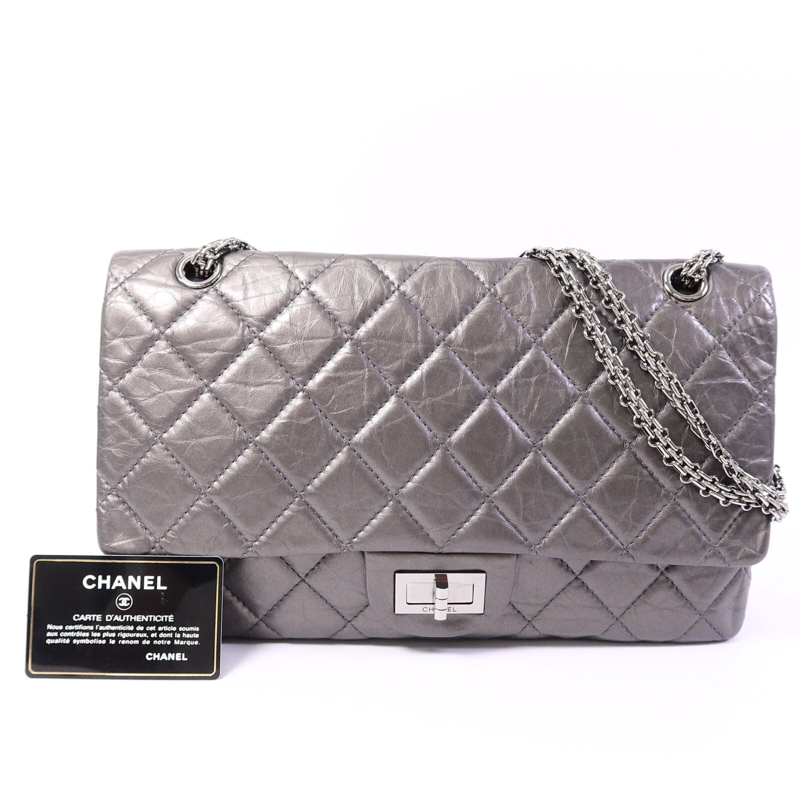 CHANEL 牛皮皮革2.55 Maxi鏈帶肩背袋