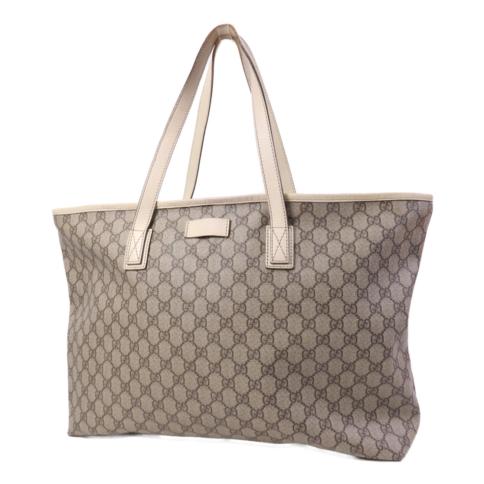 GUCCI 塗層帆布/牛皮皮革Tote Bag銀扣手挽袋