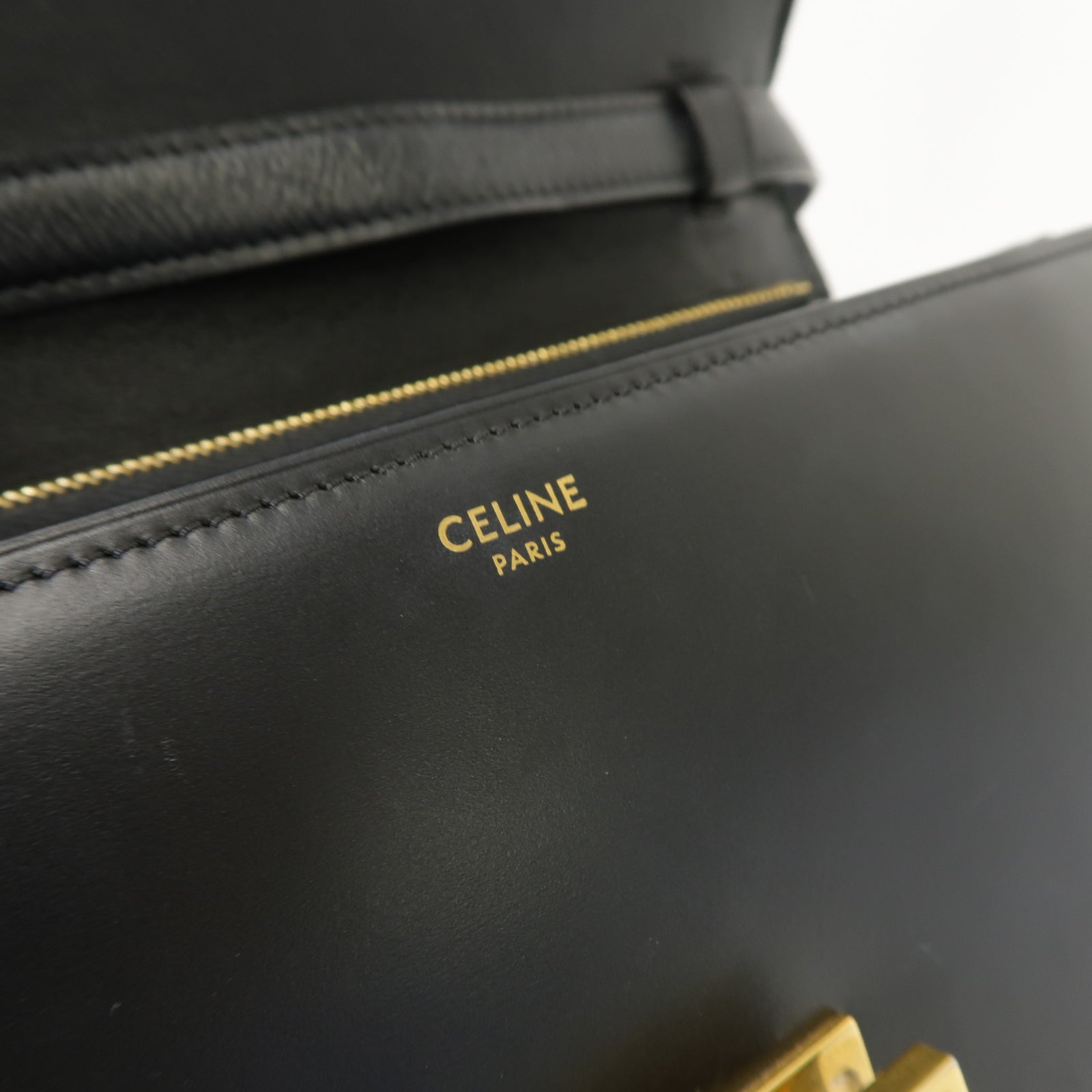 CELINE 牛皮皮革Medium Classic Box金扣肩背袋黑色