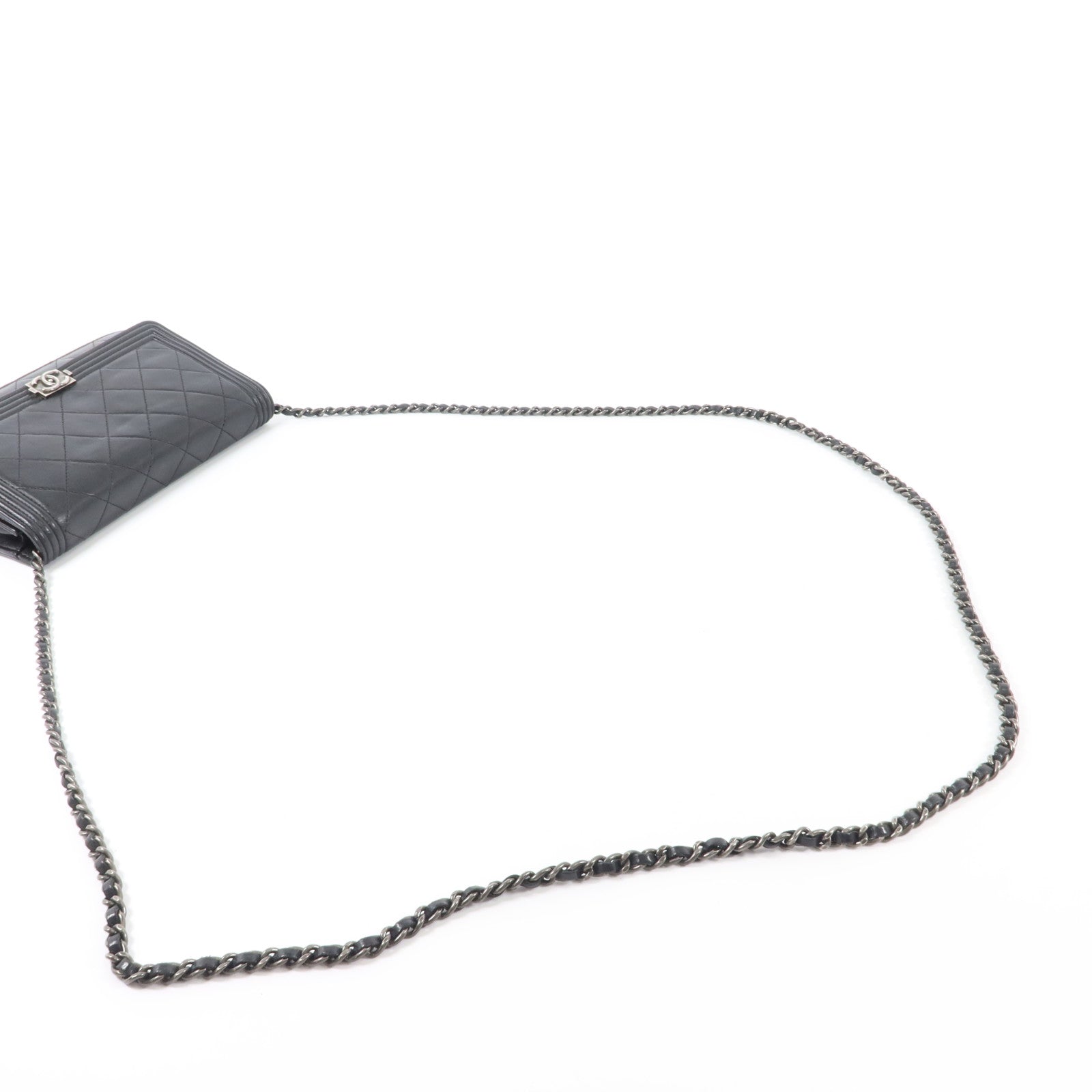 CHANEL 羊皮皮革Boy Chanel Wallet on Chain銀扣鏈帶肩背袋