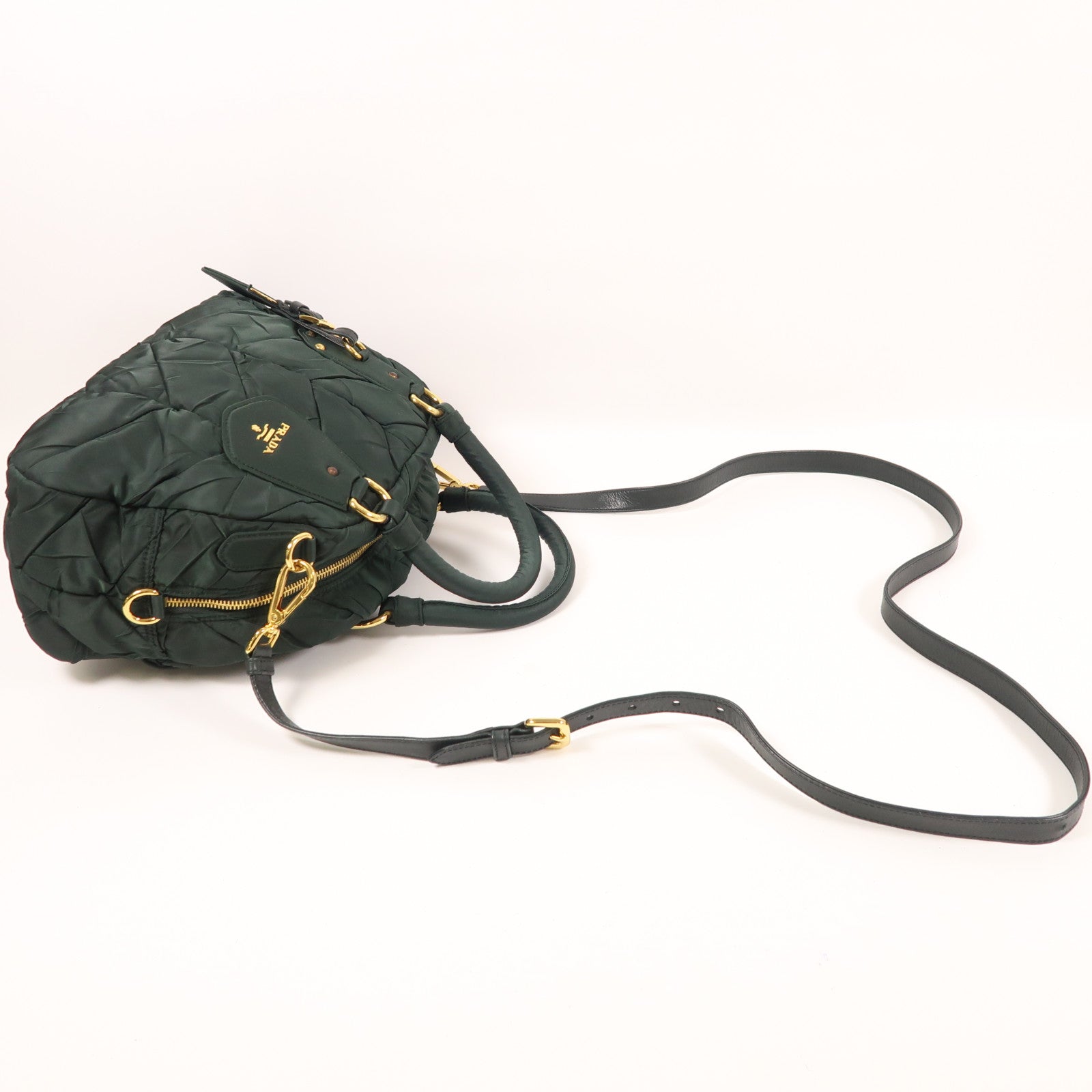 PRADA 尼龍Mini Boston金扣手挽肩背兩用袋