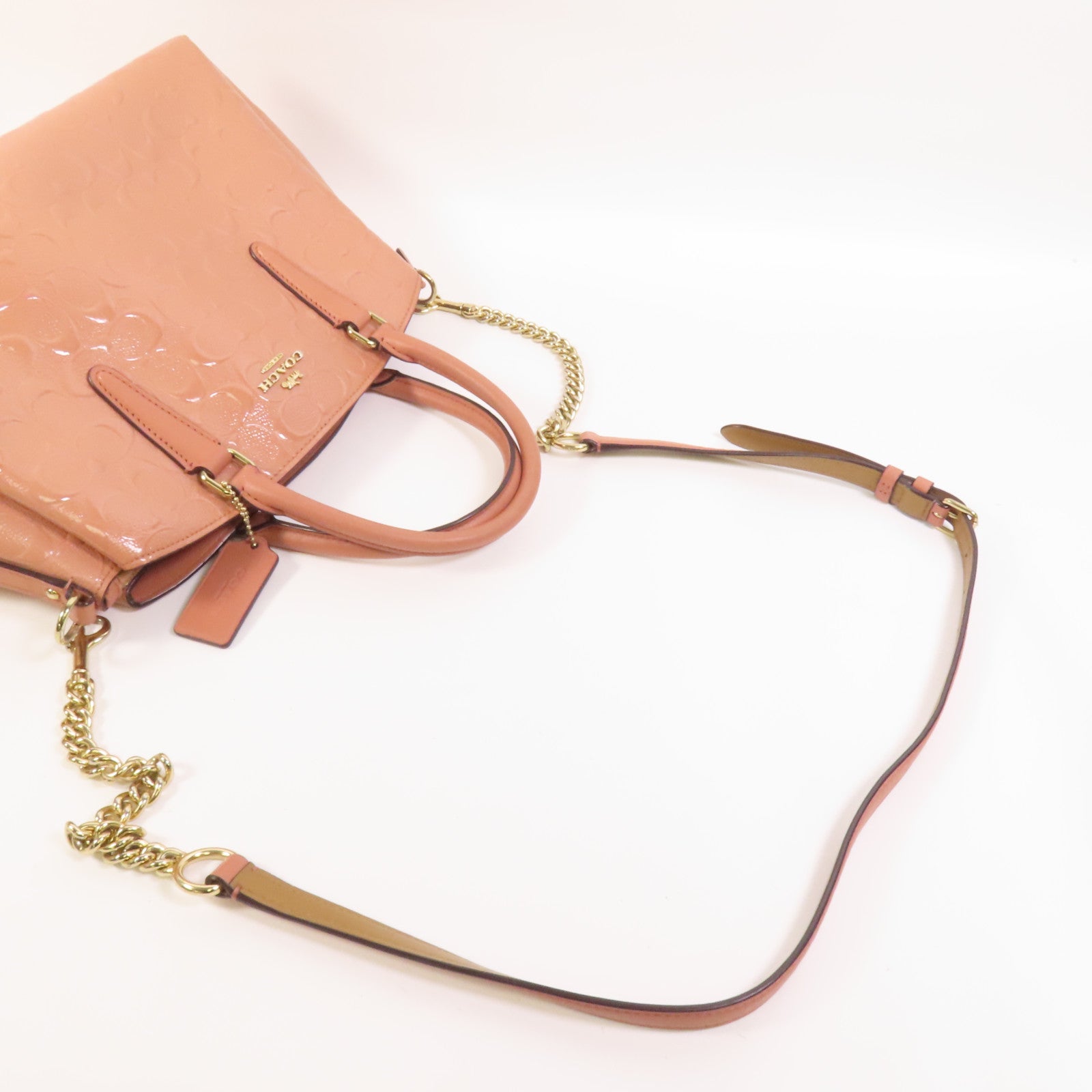 COACH 【激減優惠】漆皮皮革2way Chain Shoulder Bag金扣手挽肩背兩用袋