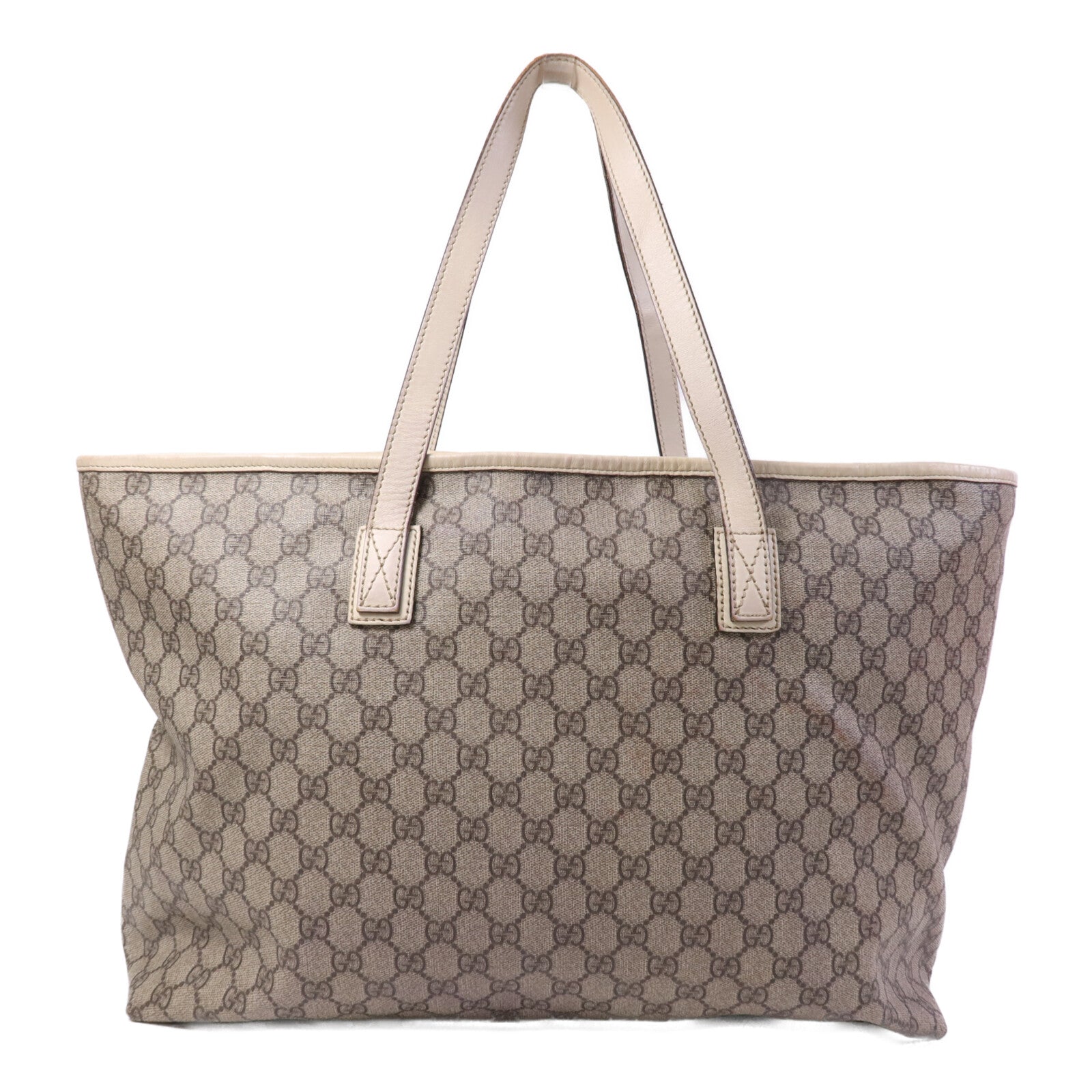 GUCCI 塗層帆布/牛皮皮革Tote Bag銀扣手挽袋