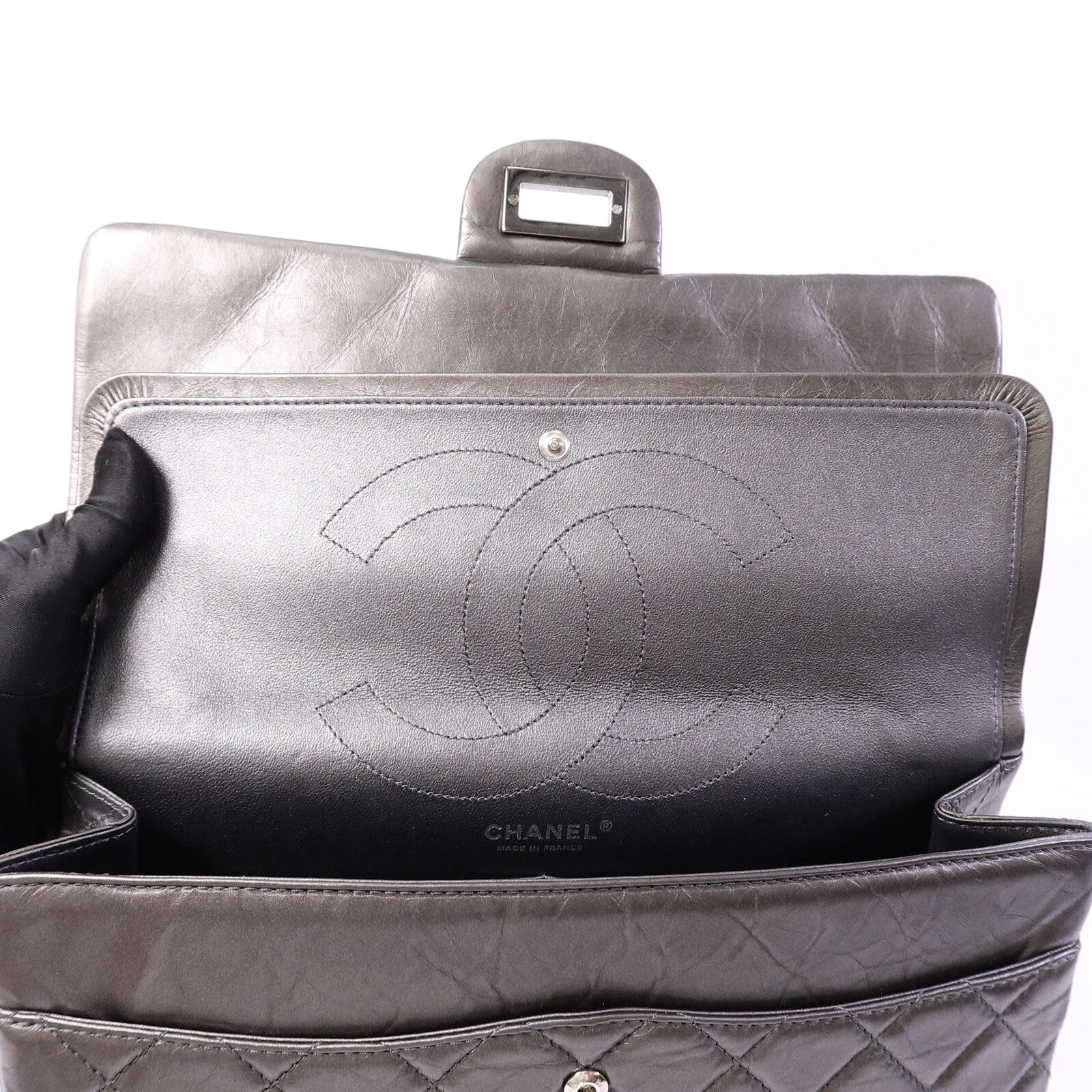CHANEL 牛皮皮革2.55 Maxi鏈帶肩背袋