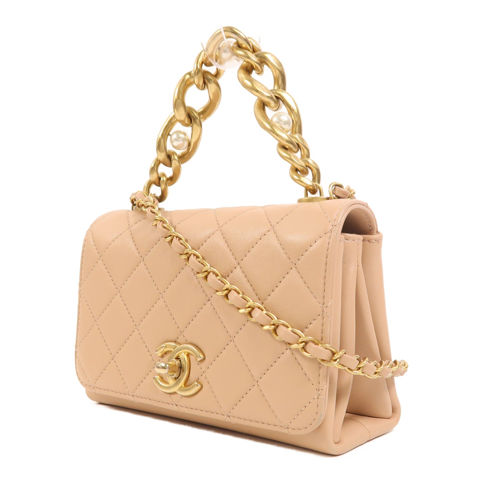 CHANEL 牛皮皮革2 Way Shoulder Bag金扣手挽肩背兩用袋