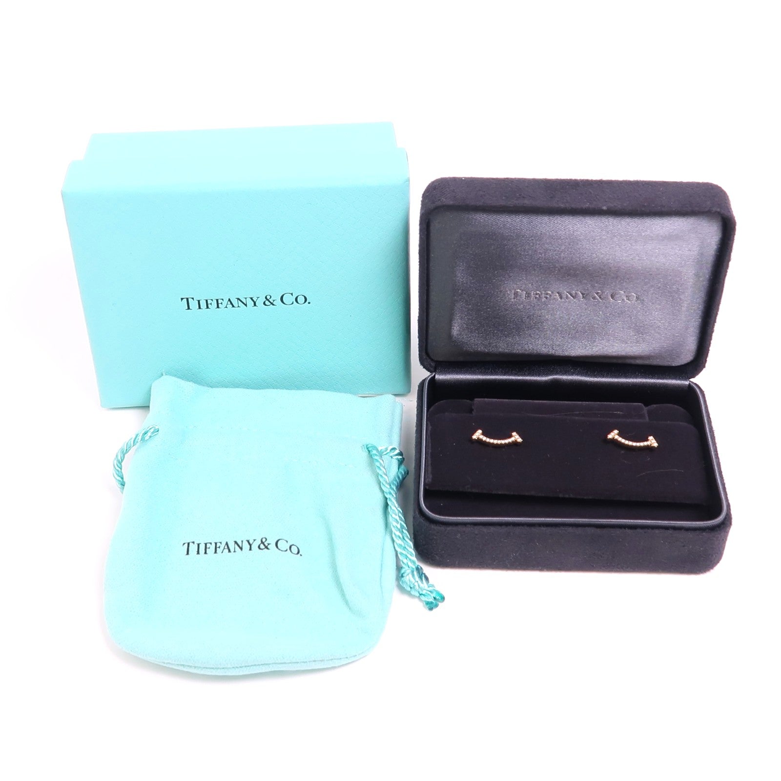 TIFFANY＆CO 18K玫瑰金Mini T Smile Diamond Earrings鑽石耳環