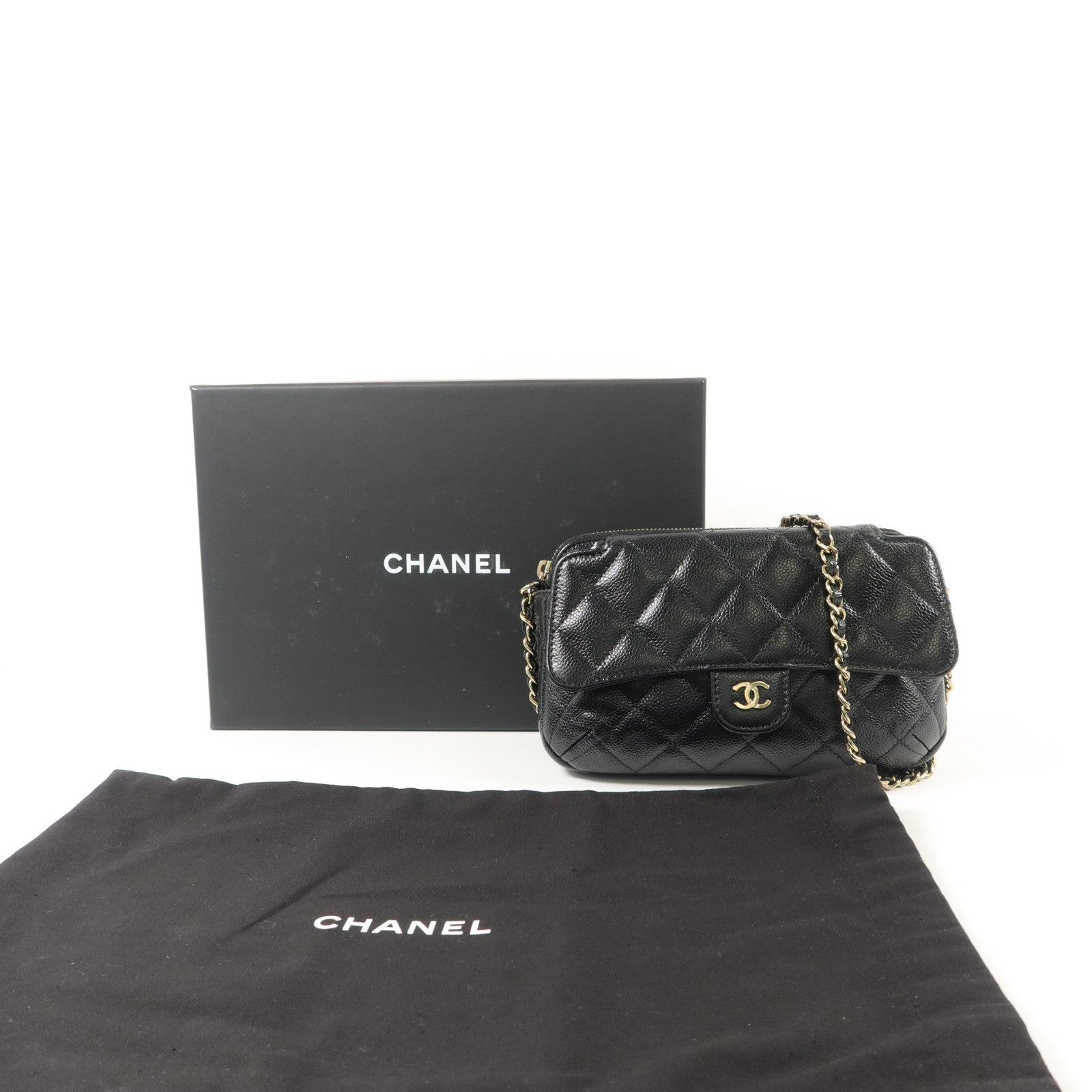 CHANEL 牛皮皮革Chain Shoulder鏈帶肩背袋