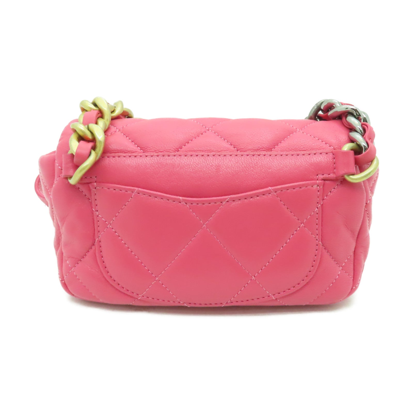 CHANEL 【激減優惠】菱格羊皮皮革Waist Bag金扣腰包粉紅色