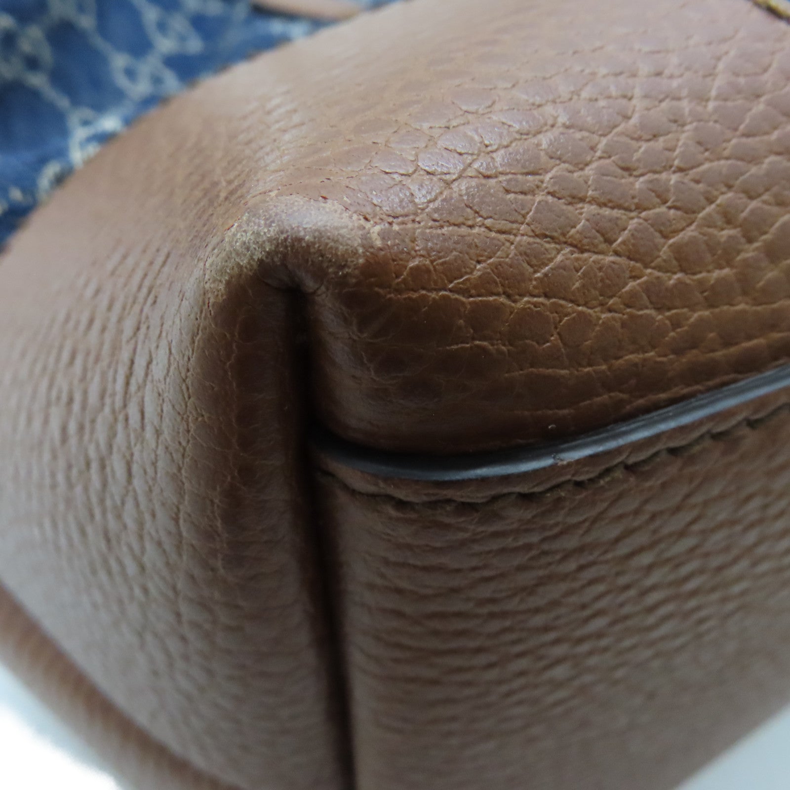 GUCCI 帆布/牛皮皮革Shoulder Tote金扣手挽袋/肩背袋藍色