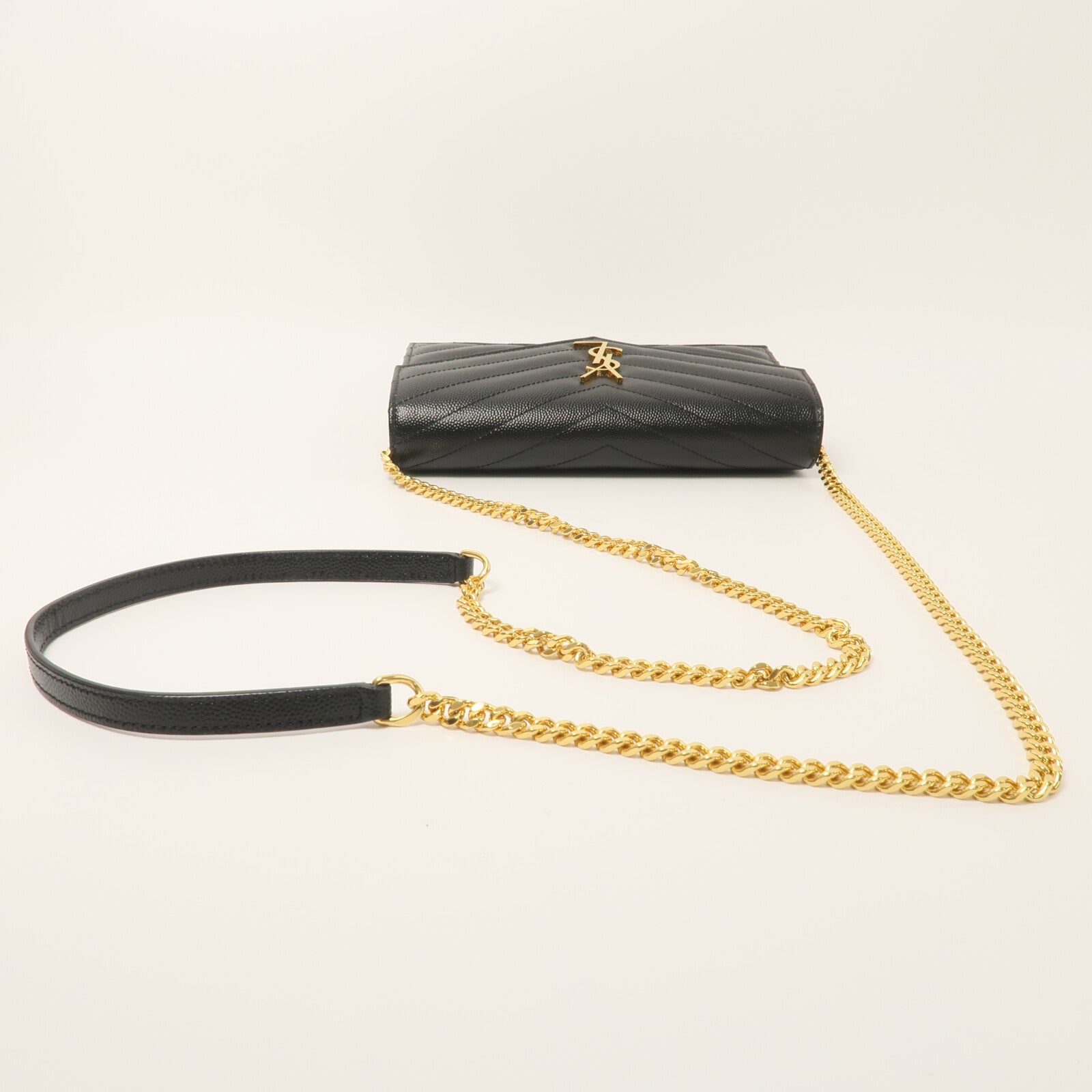 YVES SAINT LAURENT 牛皮皮革Cassandre Envelope Chain Wallet鏈帶肩背袋