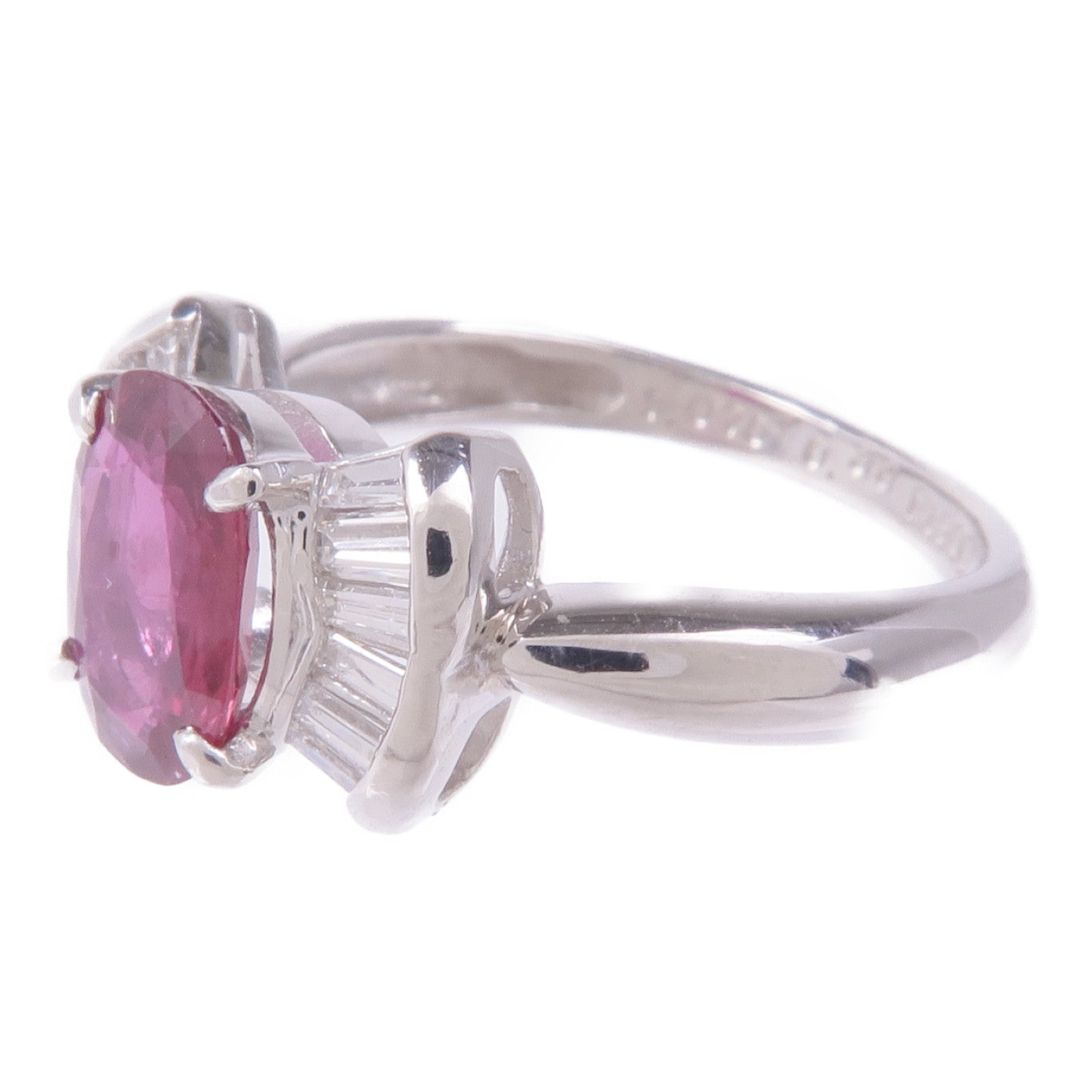 JEWELRY PT900鉑金Ruby Diamond Ring紅寶石/鑽石戒指US#5.5