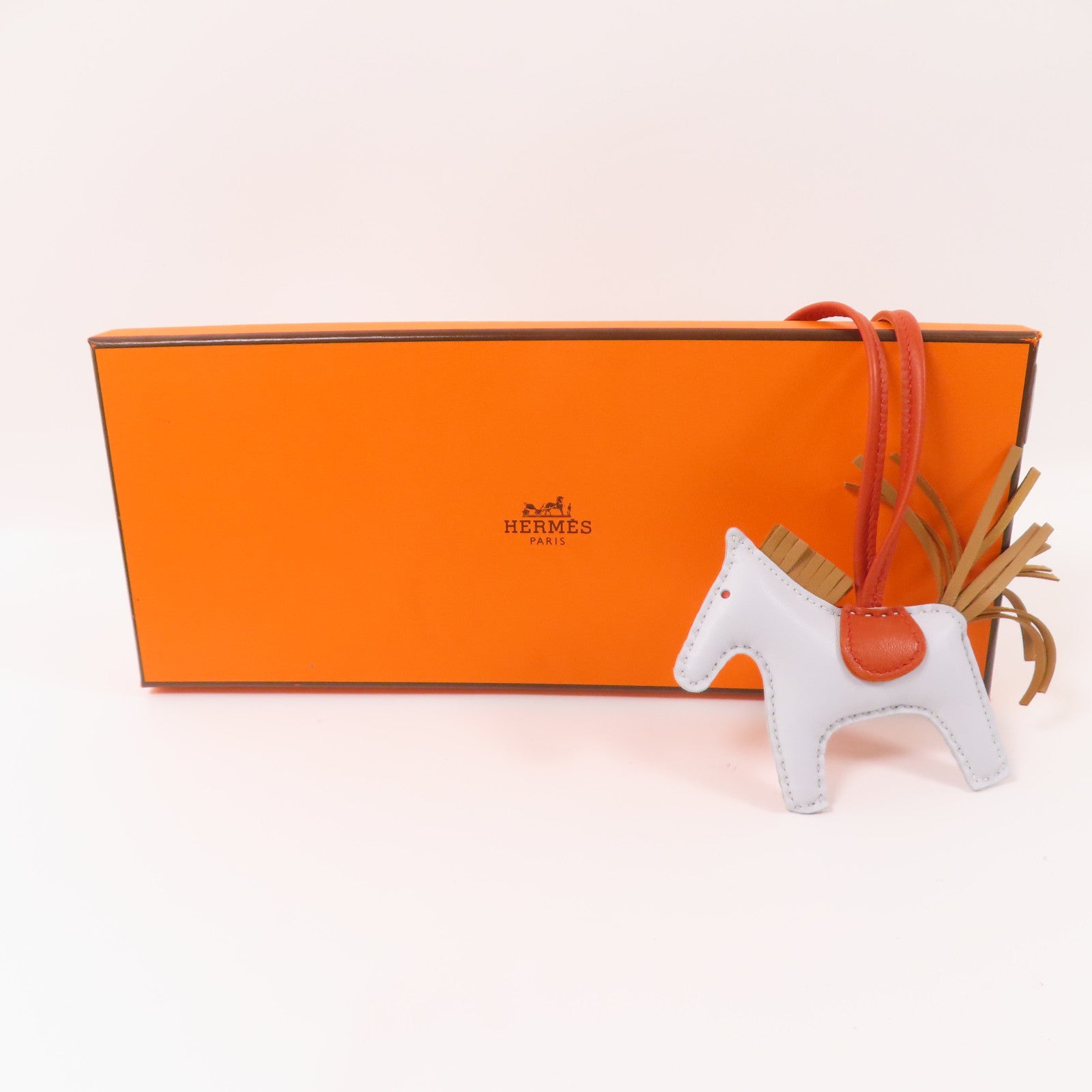 HERMES Milo皮革Rodeo PM Charm掛飾Bleu Brume
