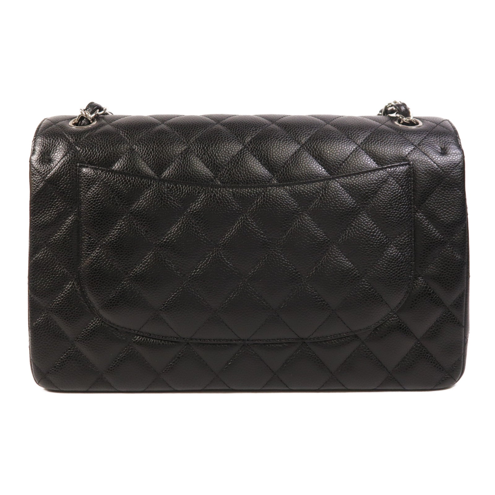 CHANEL 牛皮皮革Large Classic銀扣鏈帶肩背袋