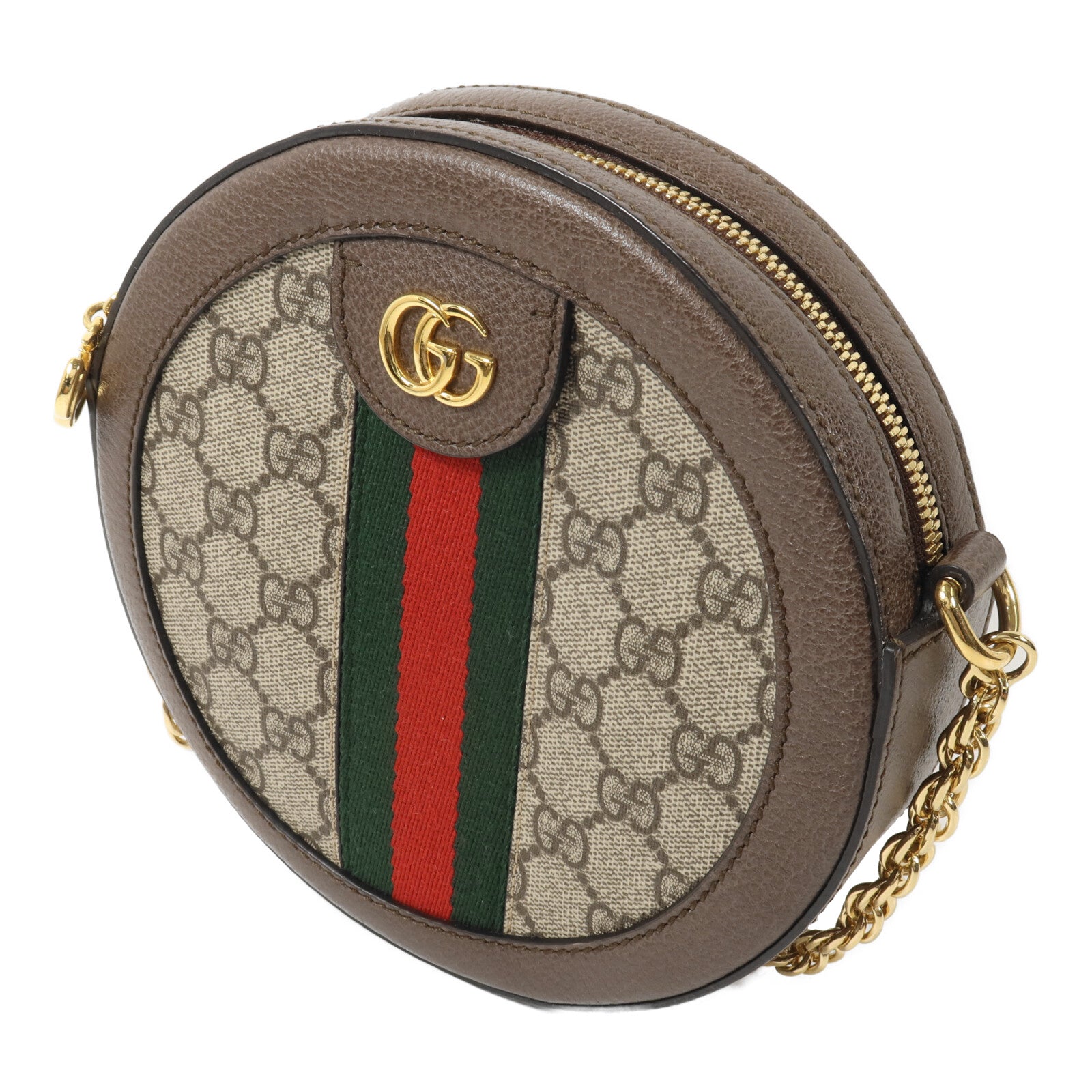 GUCCI 【激減優惠】塗層帆布Ophidia GG Mini Round鏈帶肩背袋