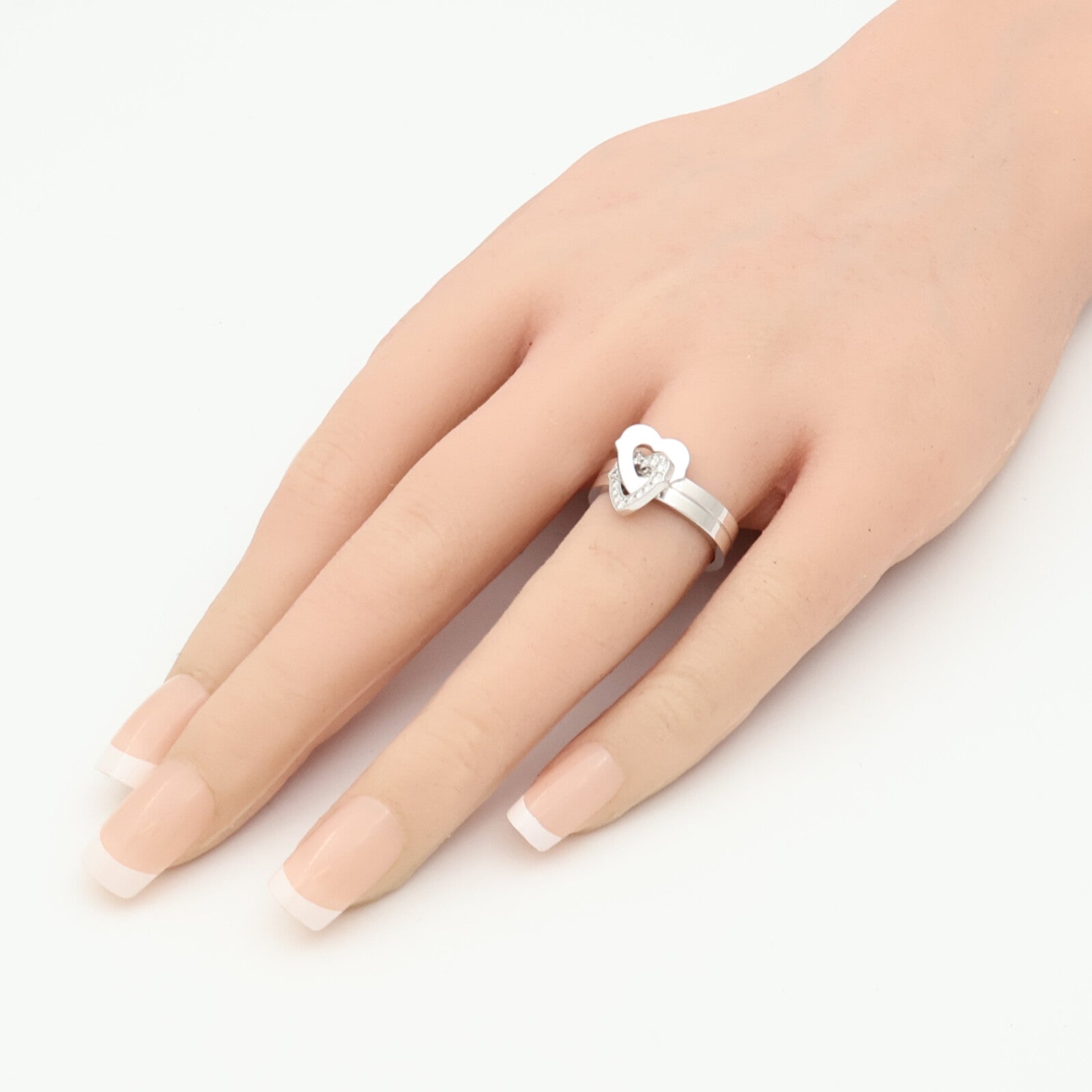 CARTIER 18K白金Double Heart Ring戒指Cartier #53