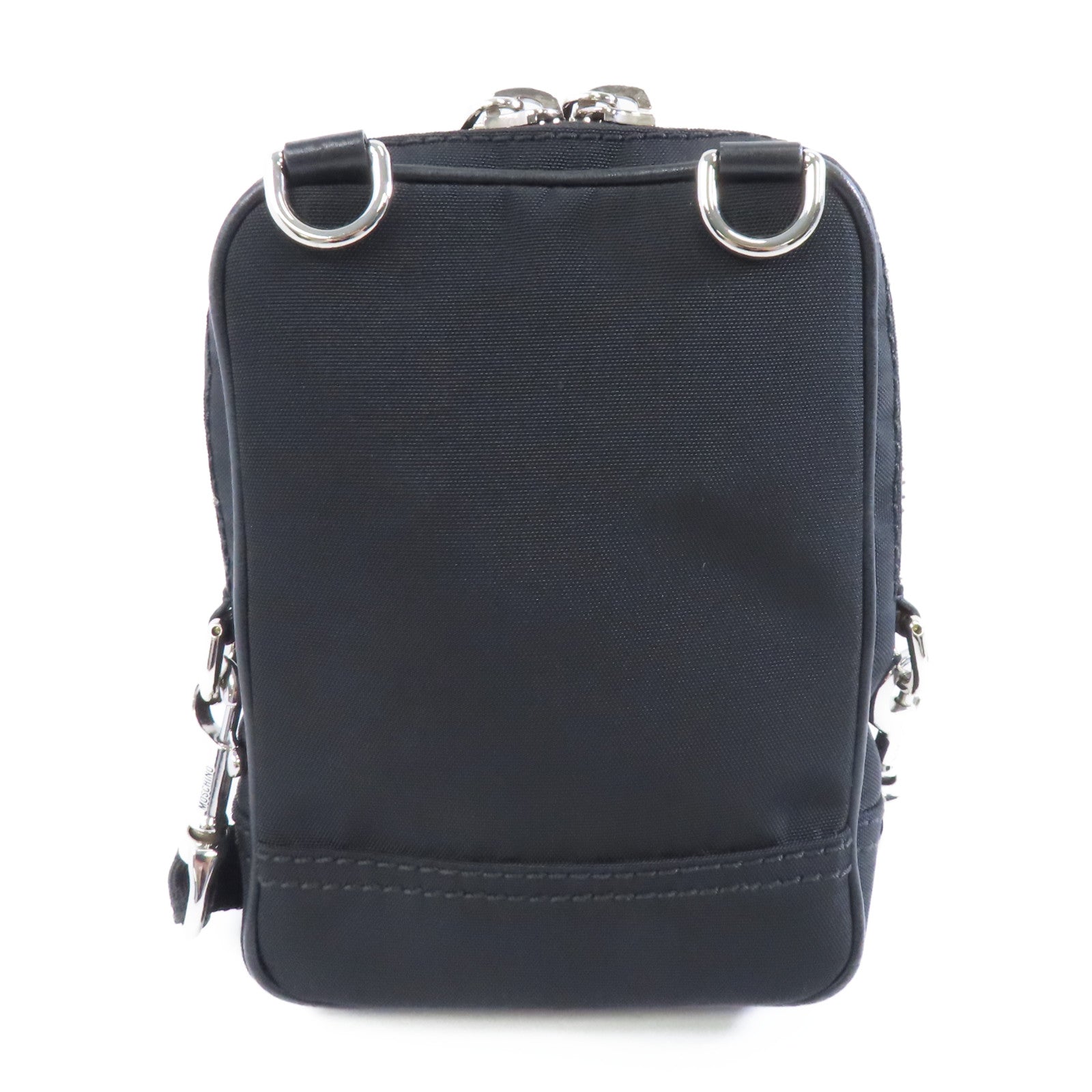 MOSCHINO 尼龍Shoulder Bag銀扣肩背袋黑色
