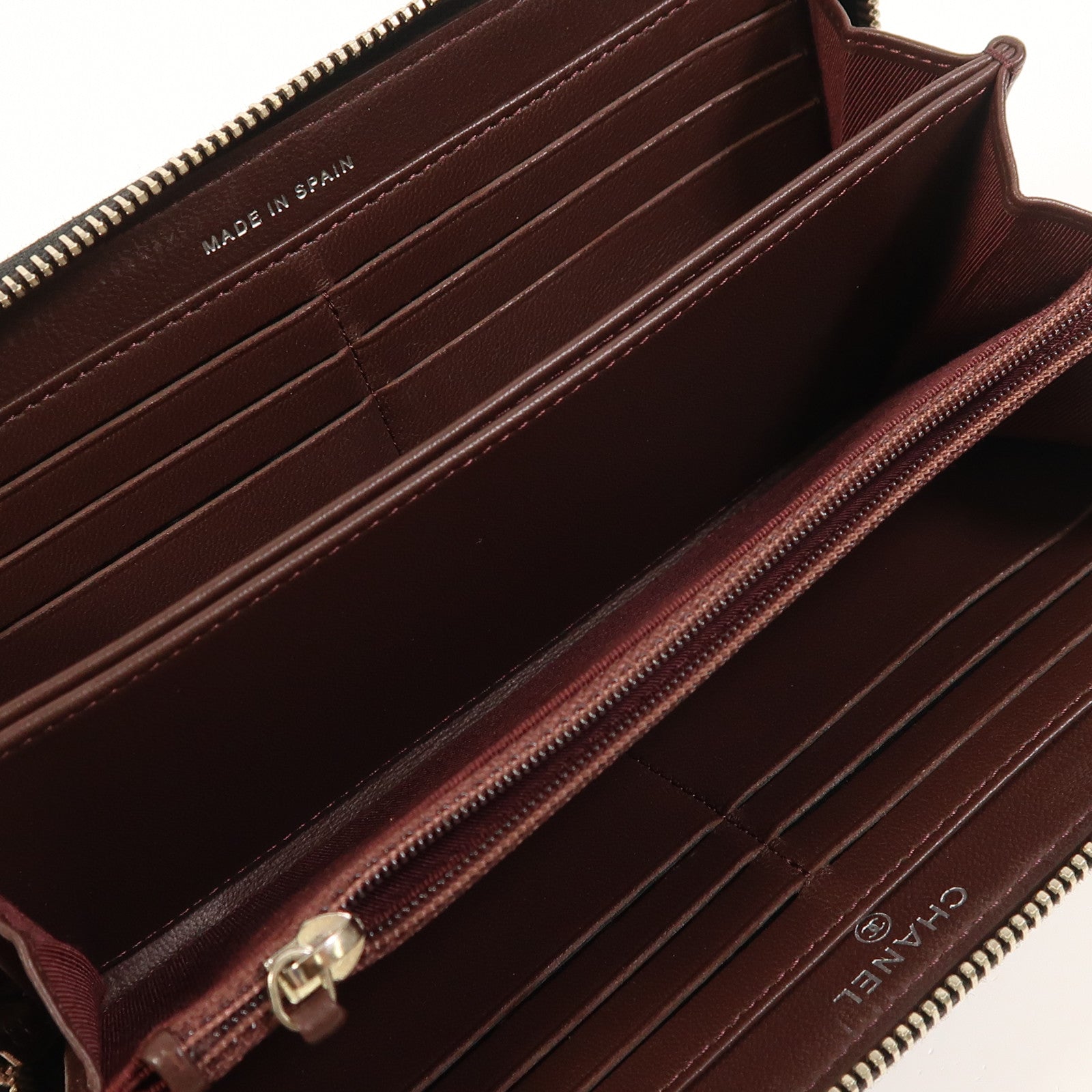 CHANEL 牛皮皮革Zipper Long Wallet銀扣長錢包