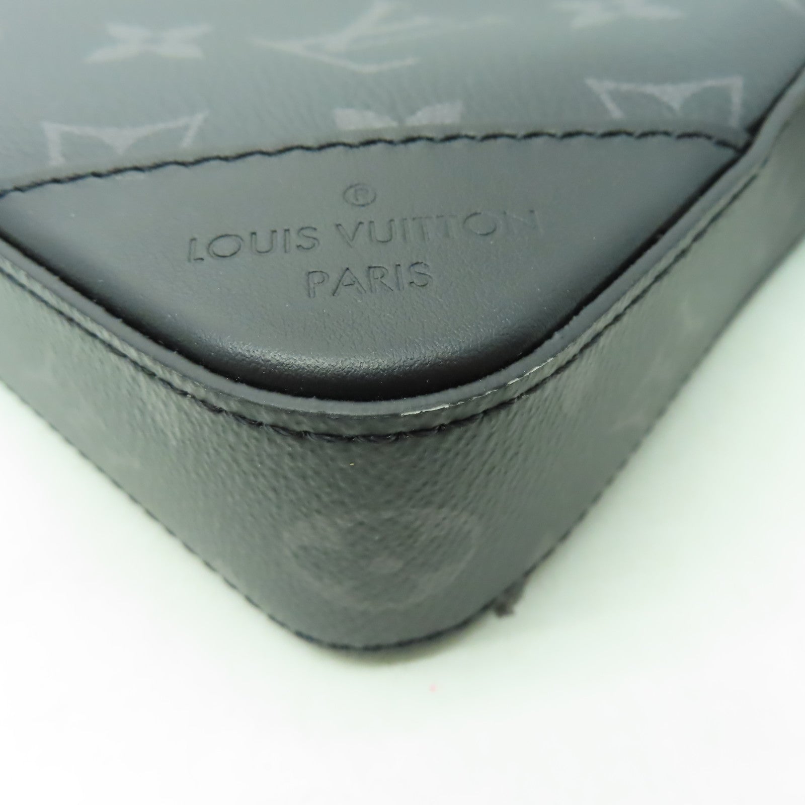 LOUIS VUITTON Monogram Eclipse Trio銀扣肩背袋灰色/黑色
