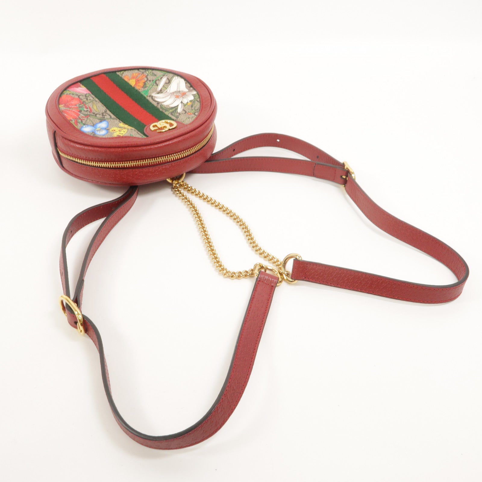 GUCCI 塗層帆布Ophidia Flora Round Backpack背包