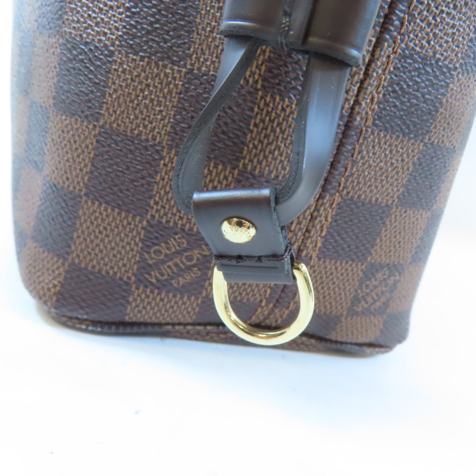 LOUIS VUITTON Damier NeverFull PM金扣肩背袋棕色