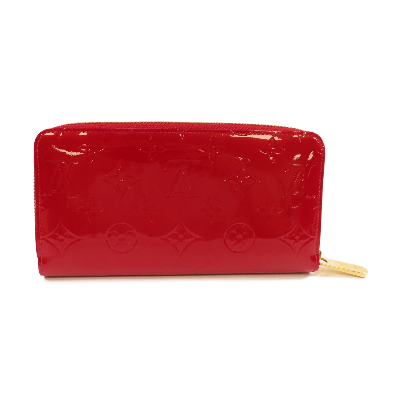 LOUIS VUITTON Monogram Vernis Zippy Long Wallet金扣拉鏈長錢包紅色