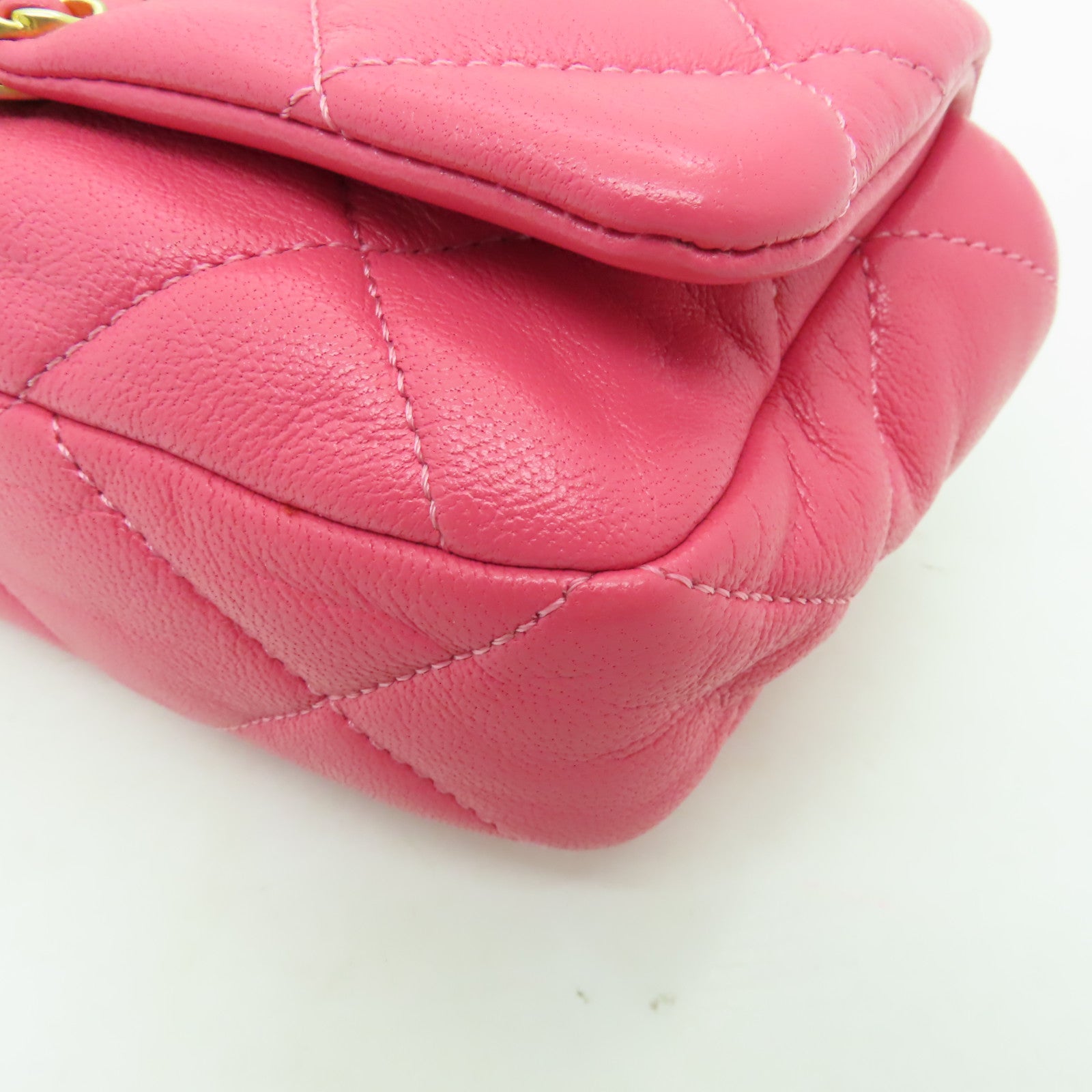 CHANEL 【激減優惠】菱格羊皮皮革Waist Bag金扣腰包粉紅色