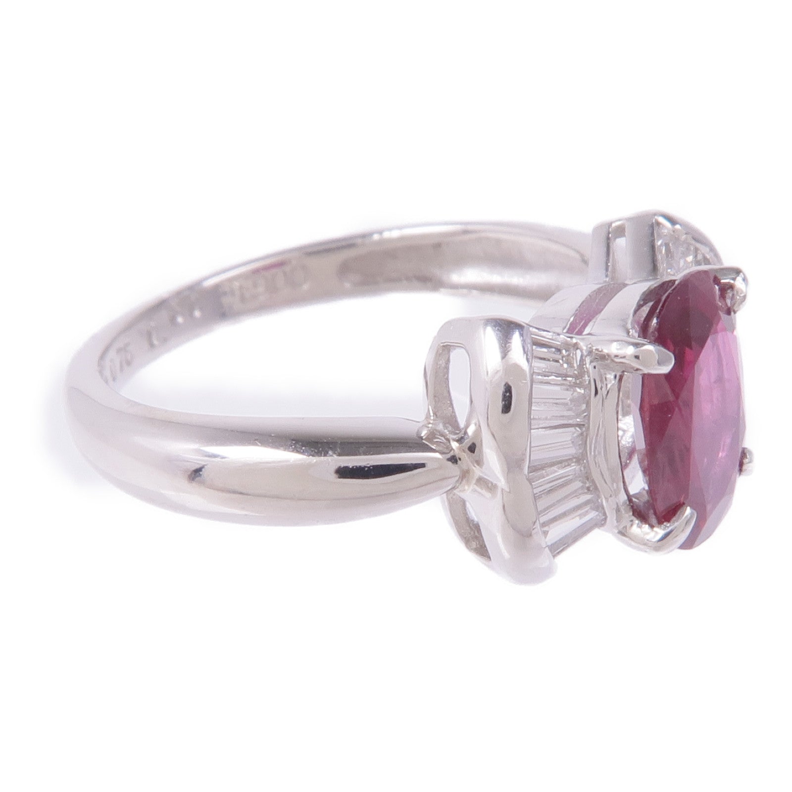 JEWELRY PT900鉑金Ruby Diamond Ring紅寶石/鑽石戒指US#5.5