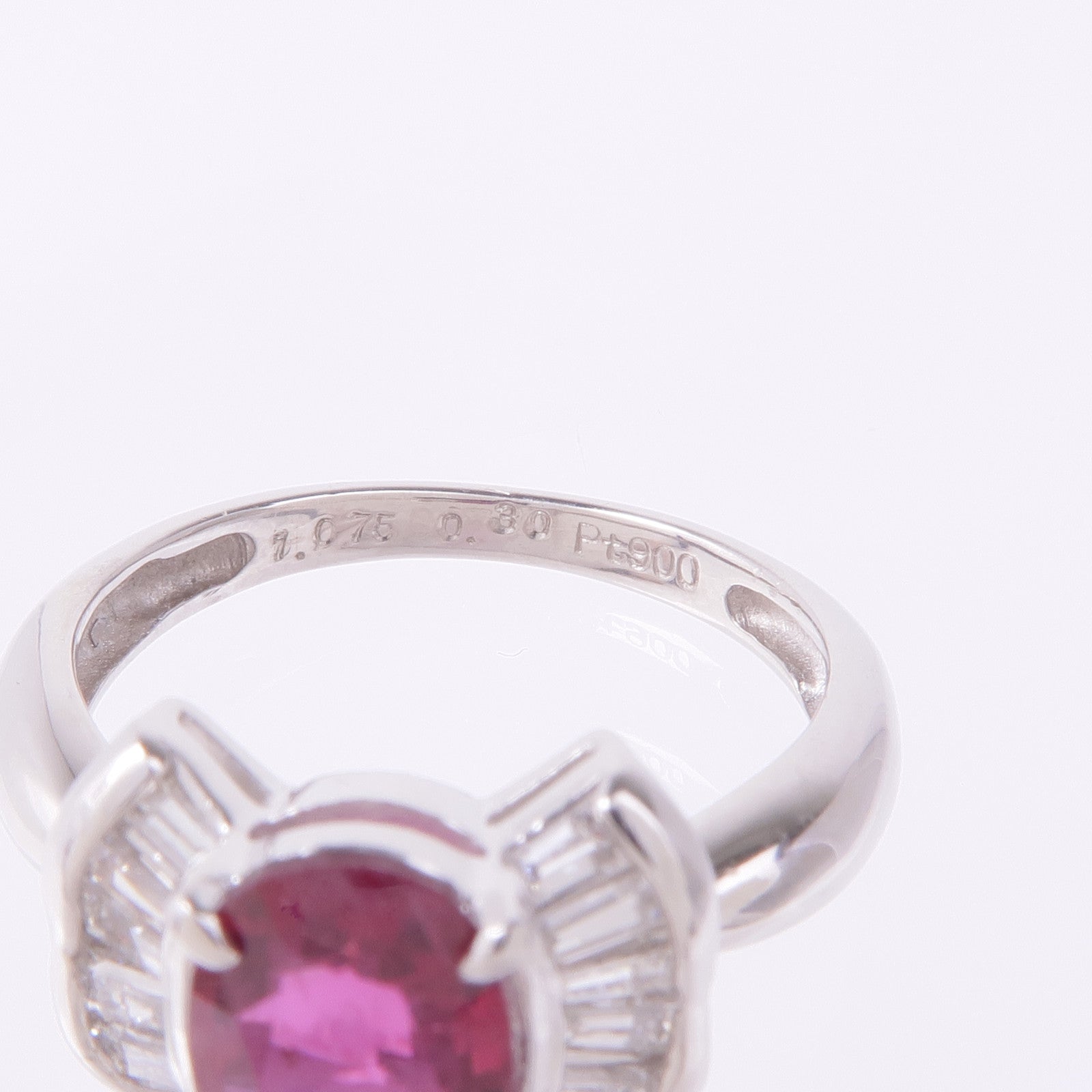 JEWELRY PT900鉑金Ruby Diamond Ring紅寶石/鑽石戒指US#5.5