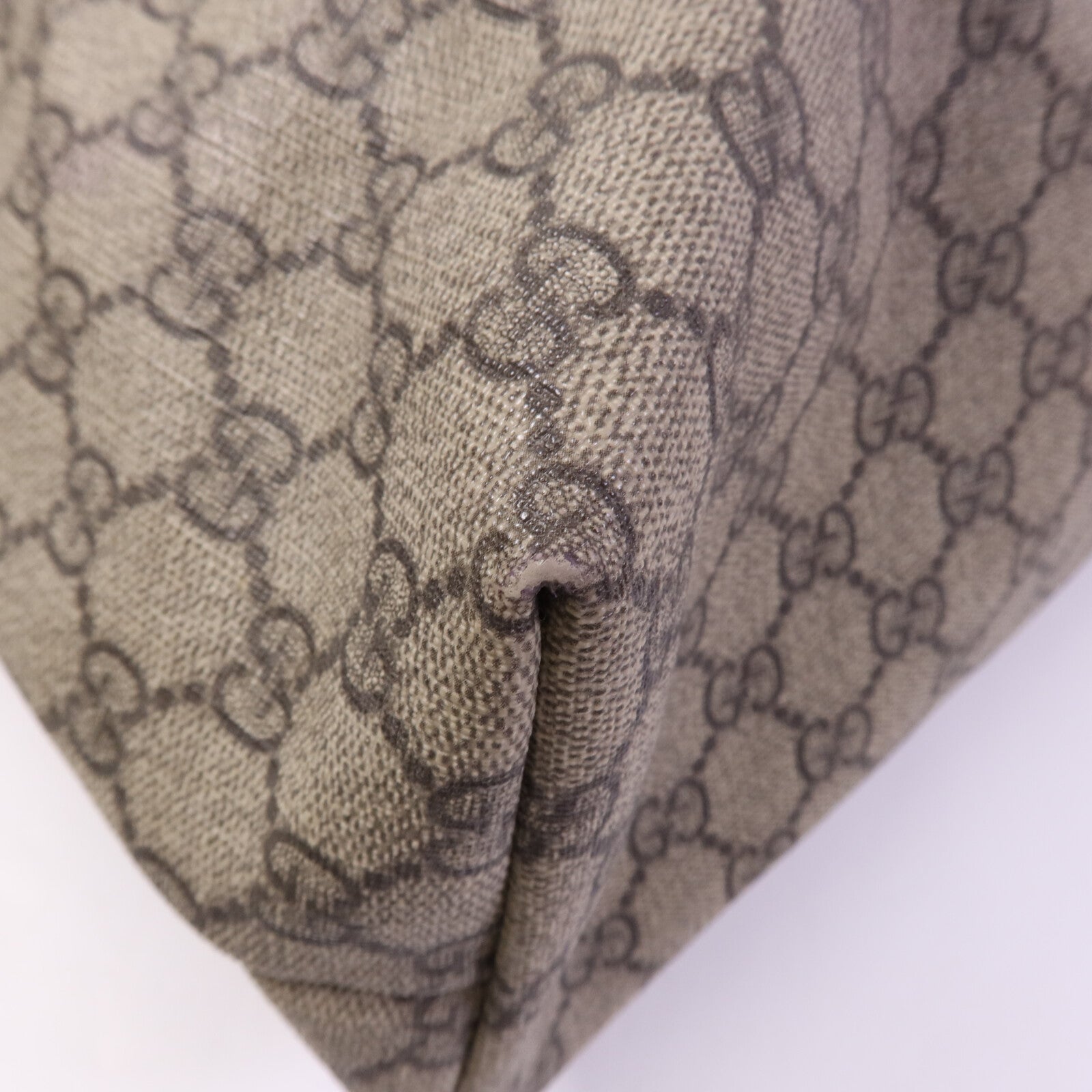 GUCCI 塗層帆布/牛皮皮革Tote Bag銀扣手挽袋