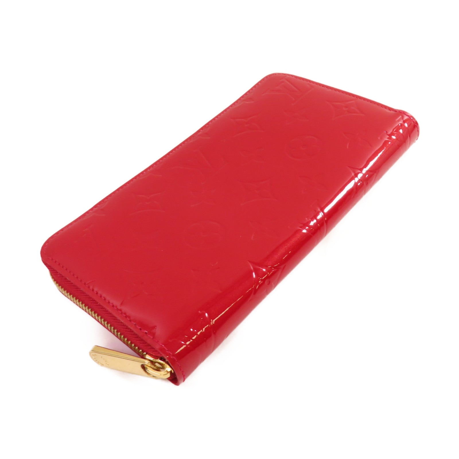 LOUIS VUITTON Monogram Vernis Zippy Long Wallet金扣拉鏈長錢包紅色