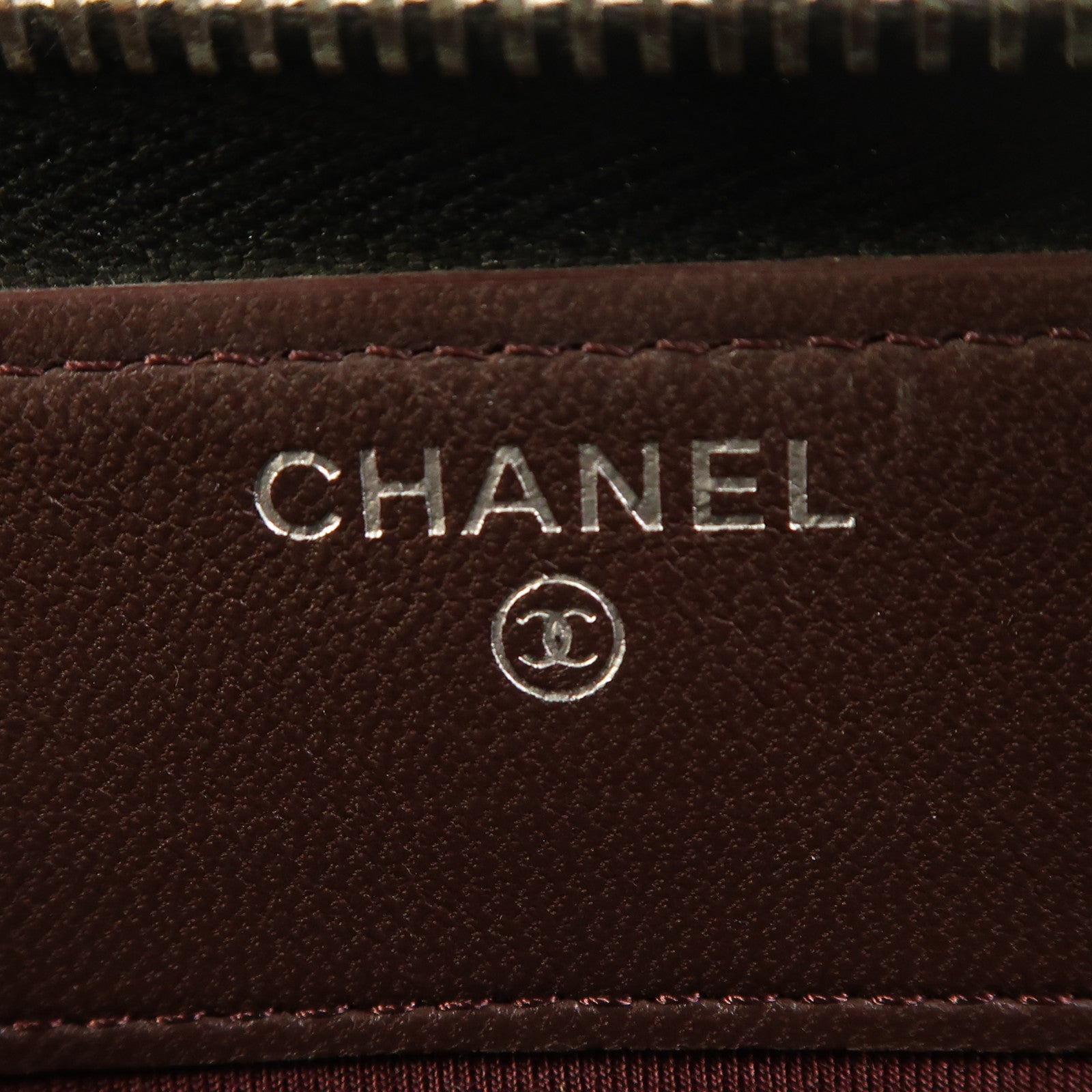 CHANEL 牛皮皮革Zipper Long Wallet銀扣長錢包