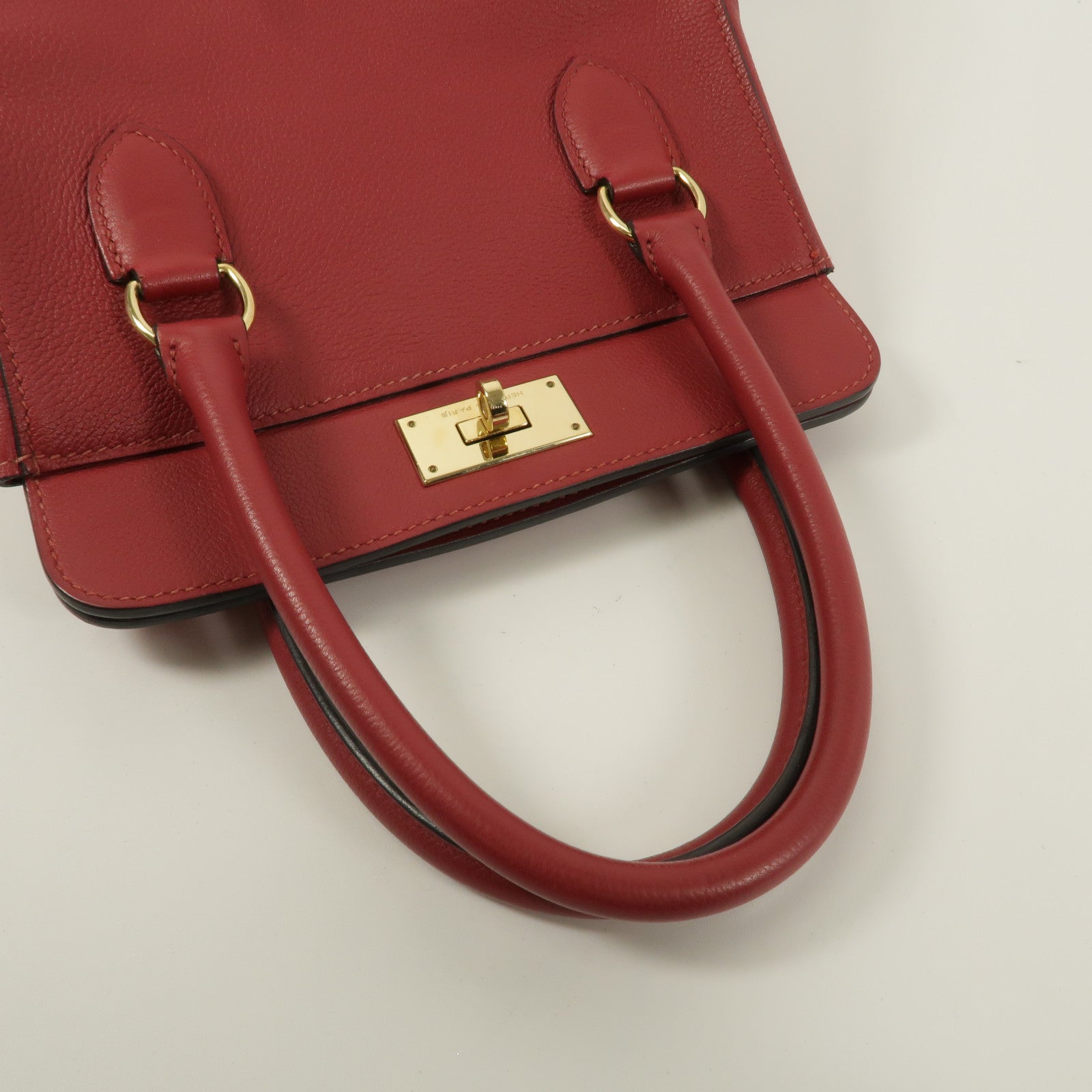 HERMES Evercolor皮革Toobox 20手挽袋Rouge Grenat