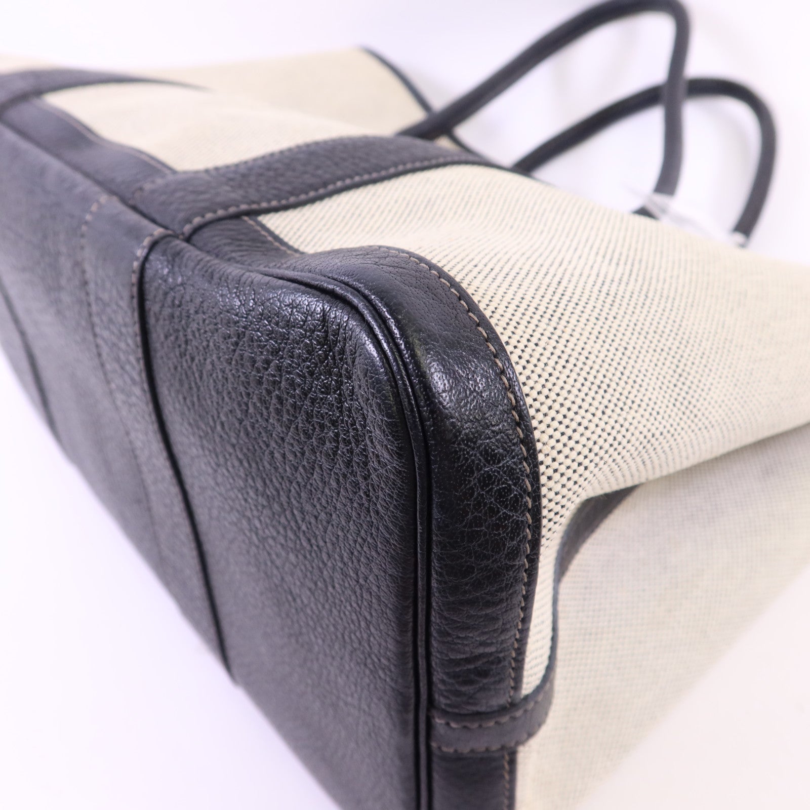 HERMES 帆布GardenParty PM銀扣手挽袋Noir