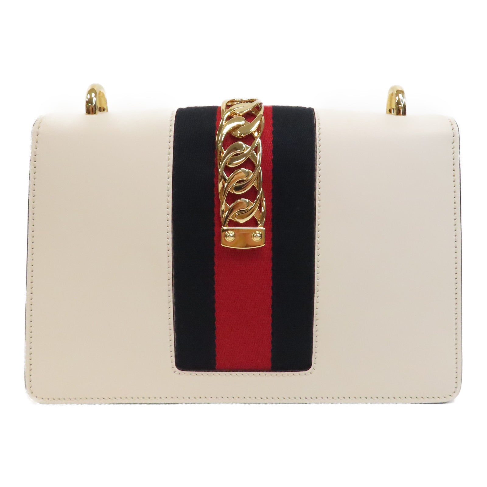 GUCCI 牛皮皮革Sylvie金扣肩背袋白色